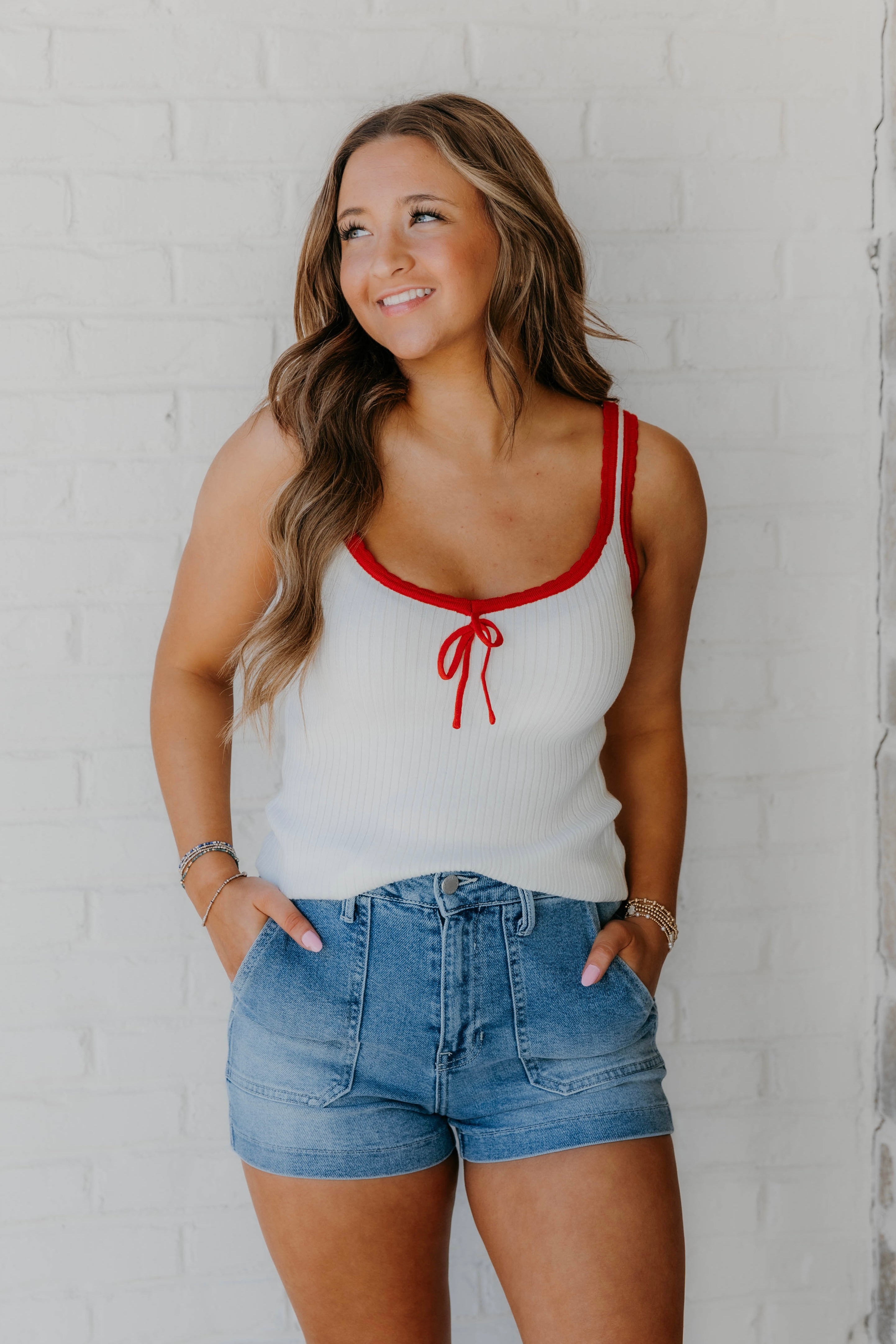 Lea Ribbon Trim Ribbed Tank