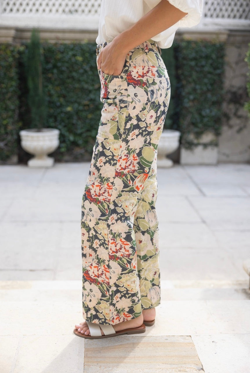 Botanical Front & Back Pocket Printed Pants