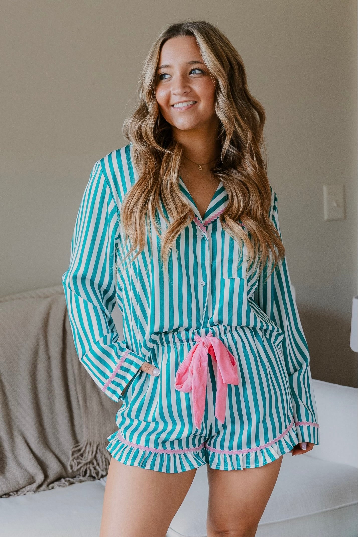 Merry & Bright Striped Satin Pajama Set