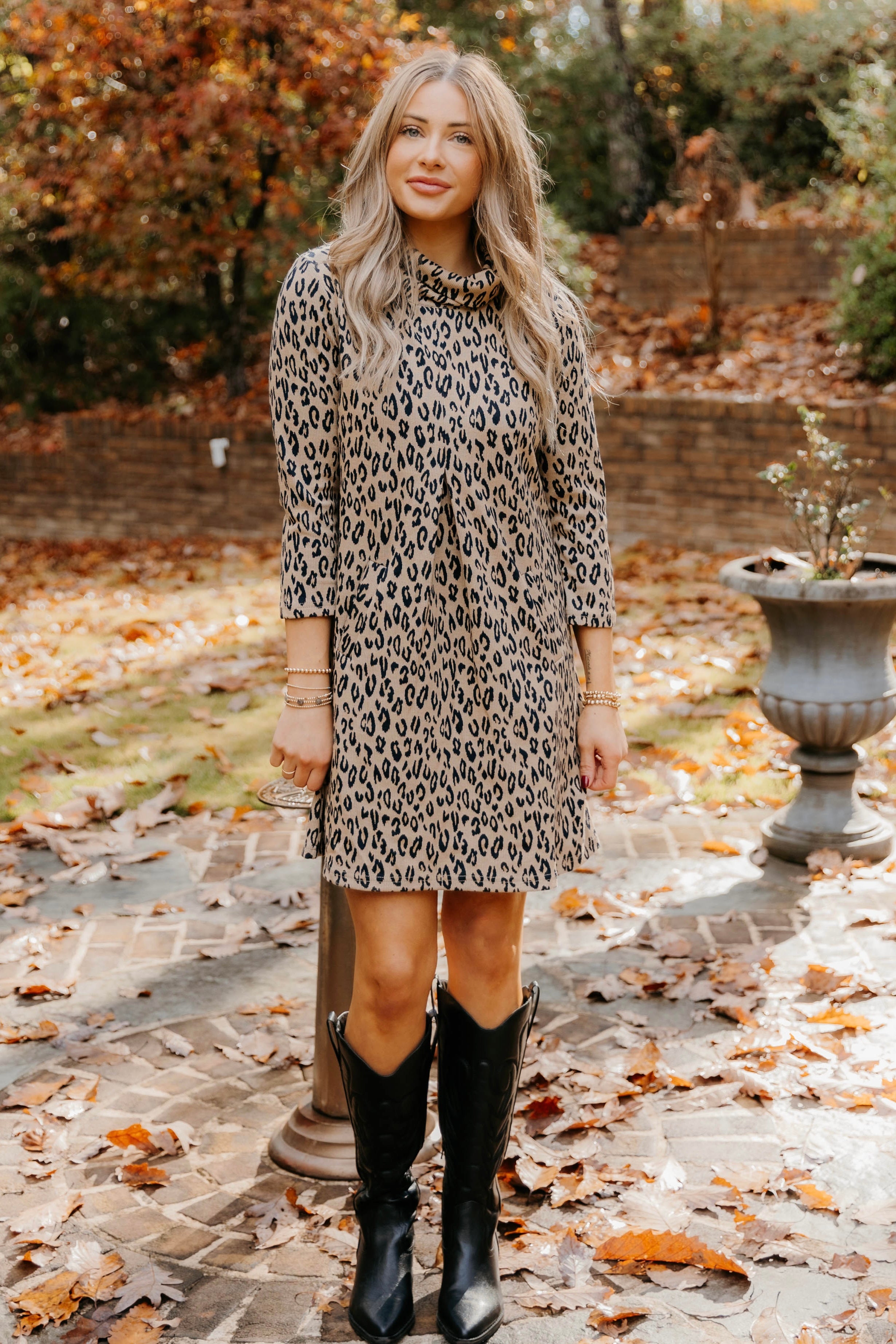 Meghan 3/4 Sleeve Pleated Shift Dress