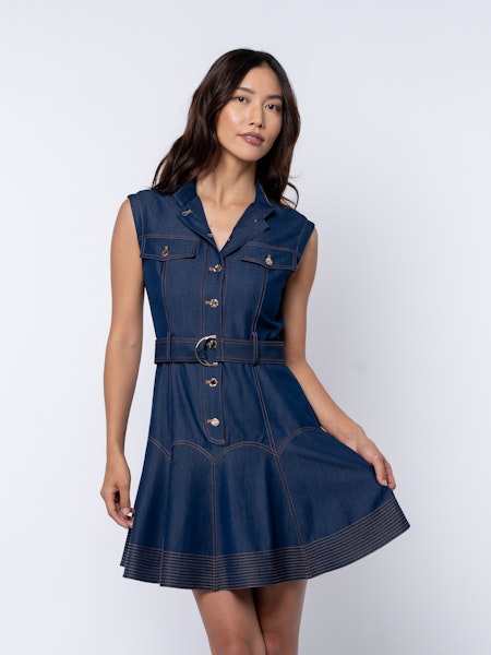 Iona Belted Denim Mini Dress
