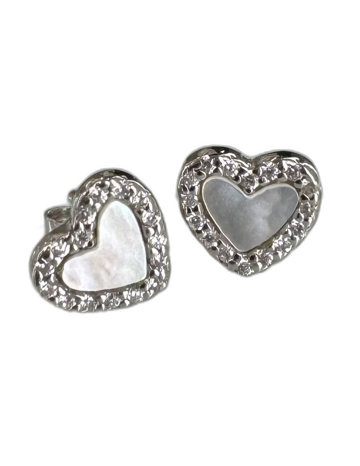 Mother of Pearl Heart Stud Earrings