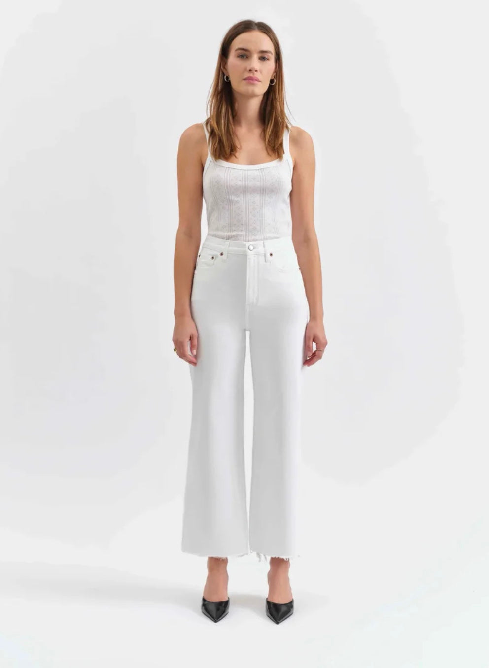 Daze Pleaser High Rise Wide Ankle Jean - Lamb