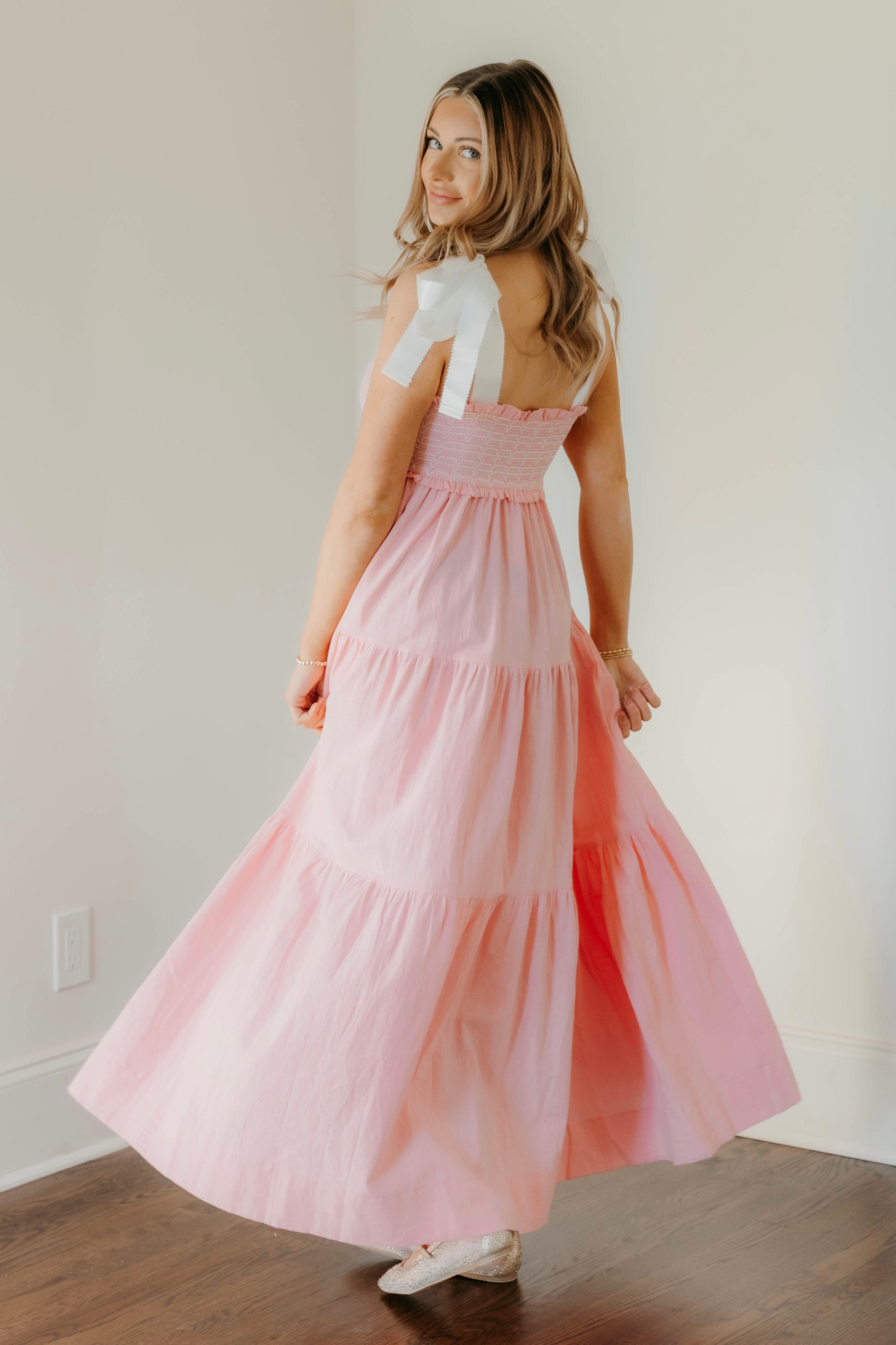 Elle Smocked Tiered Woven Maxi Dress