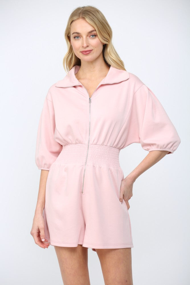 Gianna Scuba Zip Front Romper