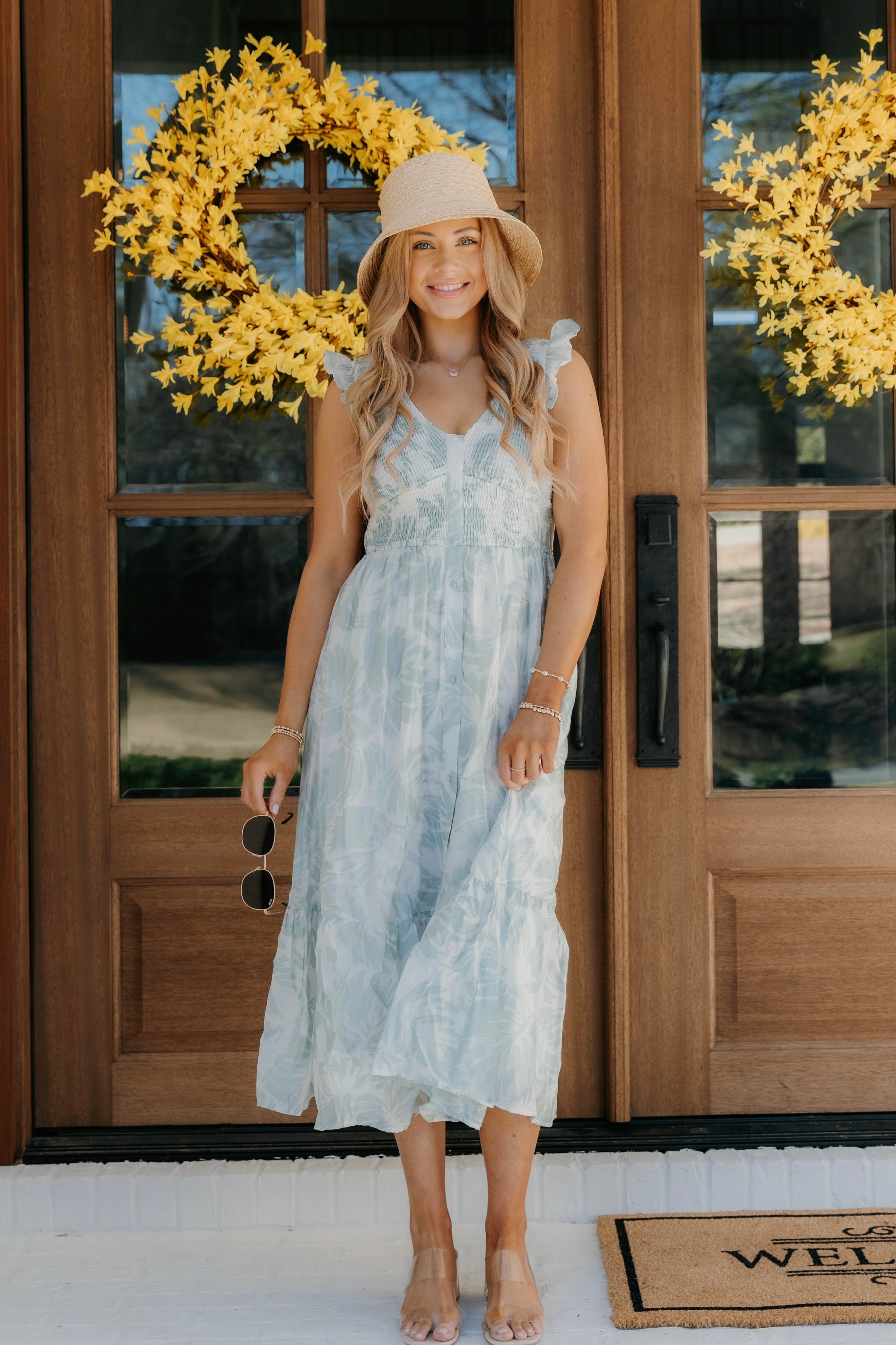 Lilith Smocked Bodice Flare Midi Dress - Final Sale 20% off in cart