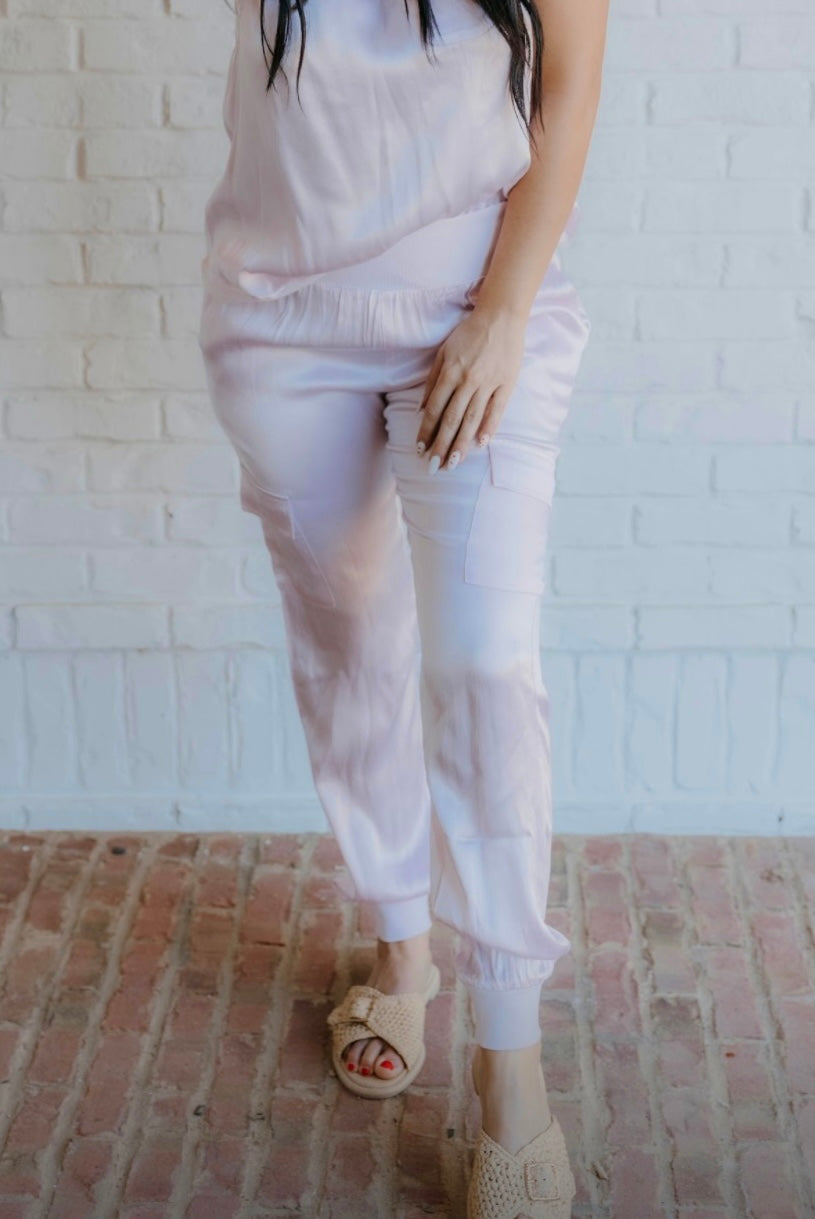 Lilian Satin Cargo Joggers