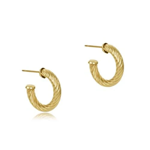 E Newton Round Gold Post Hoop - Textured Twist
