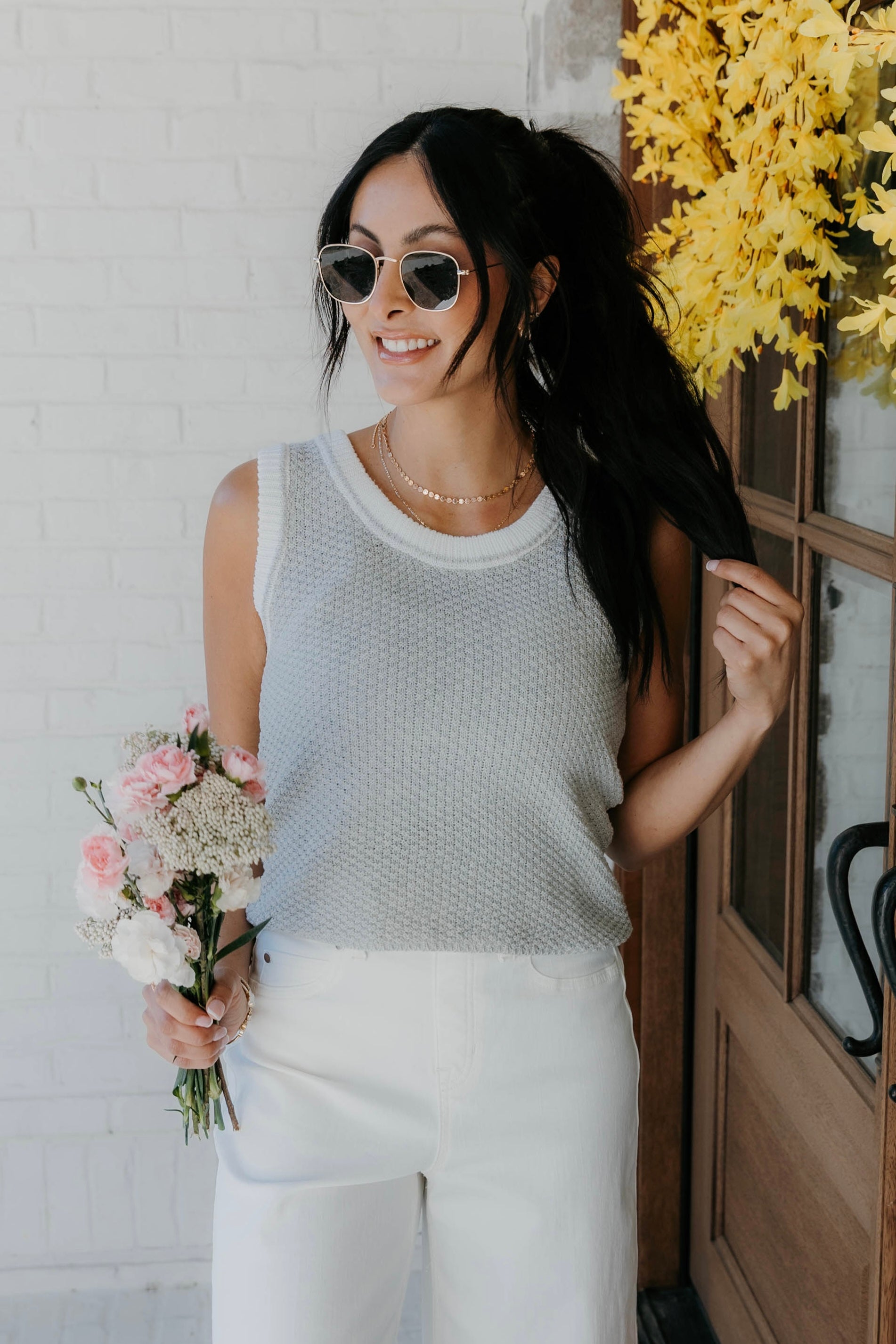 Liana Textured Sweater Tank Top