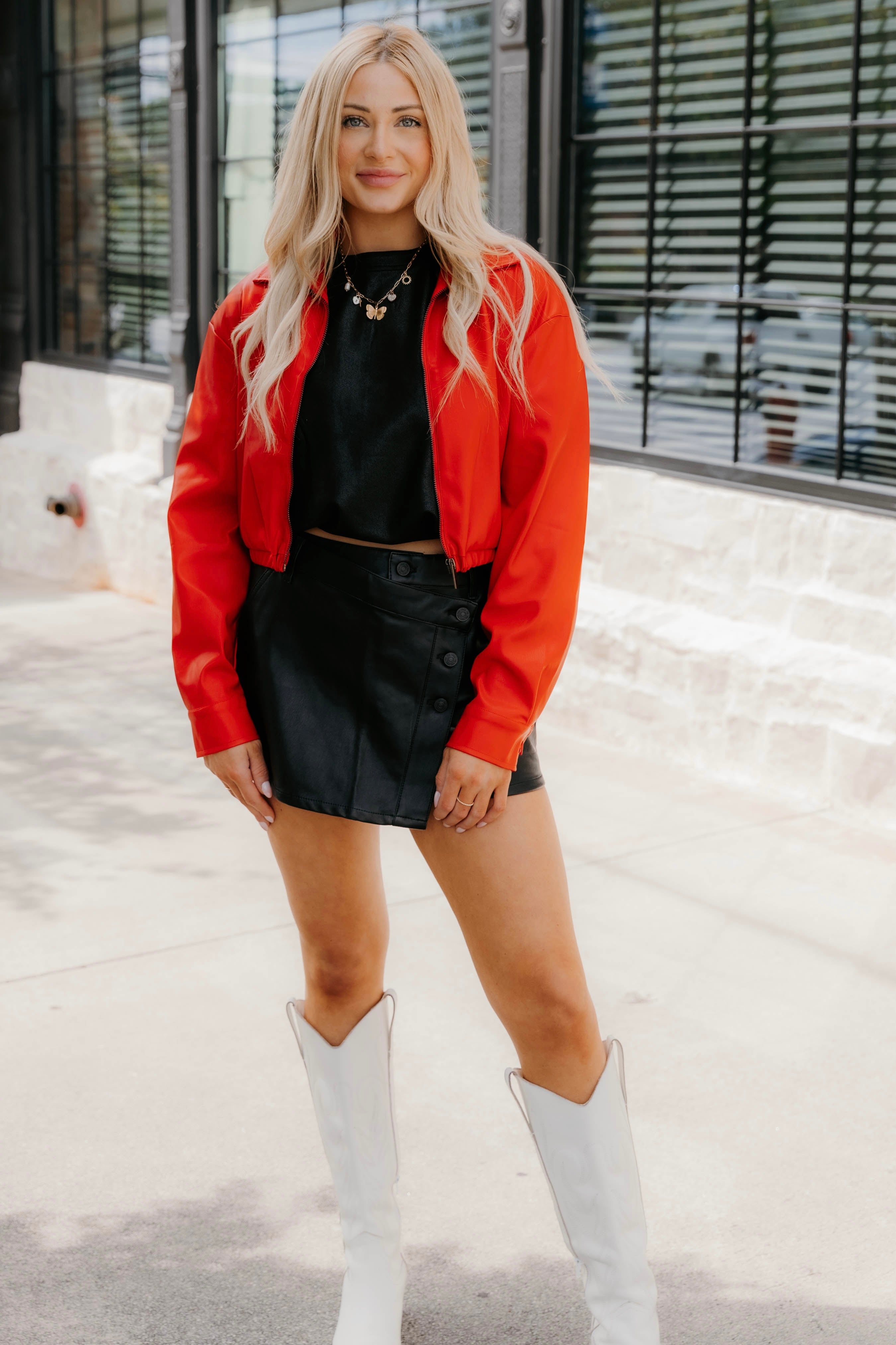 Abby Cropped Vegan Leather Jacket