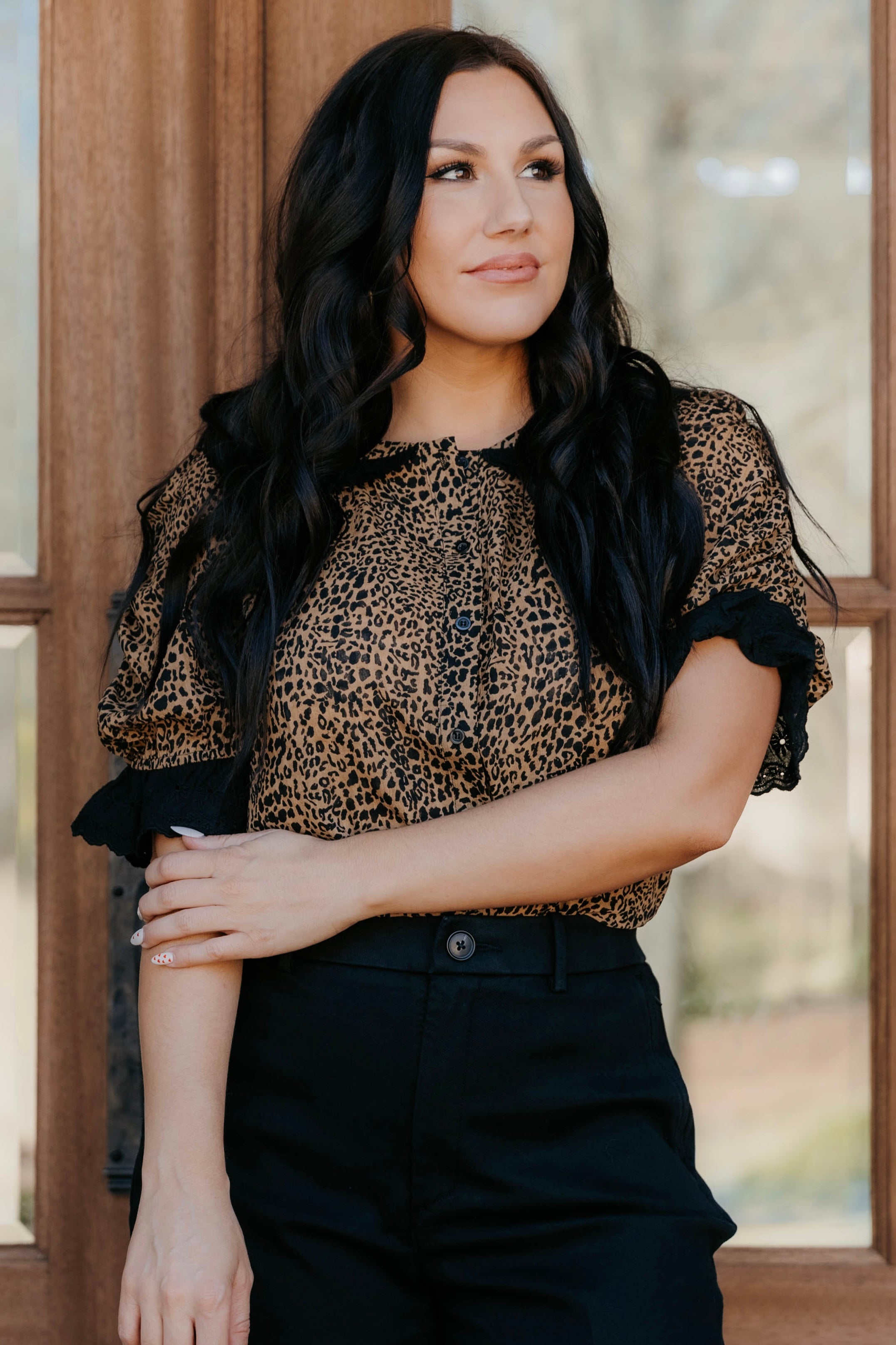 Amelia Lace Leopard Print Top - Final Sale 25% off in cart