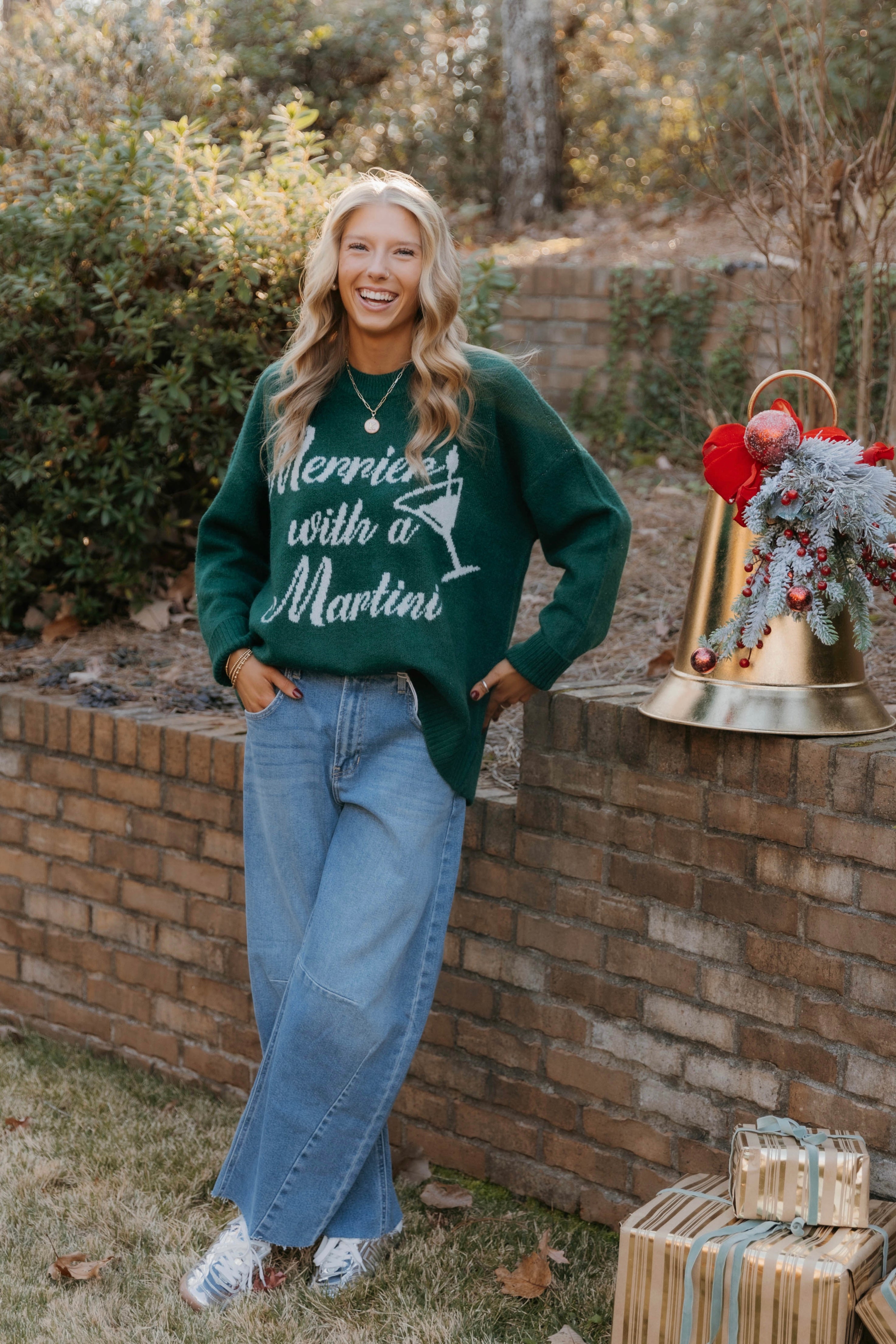 Show Me Your Mumu Classic Crewneck Sweater - Martini Graphic Knit