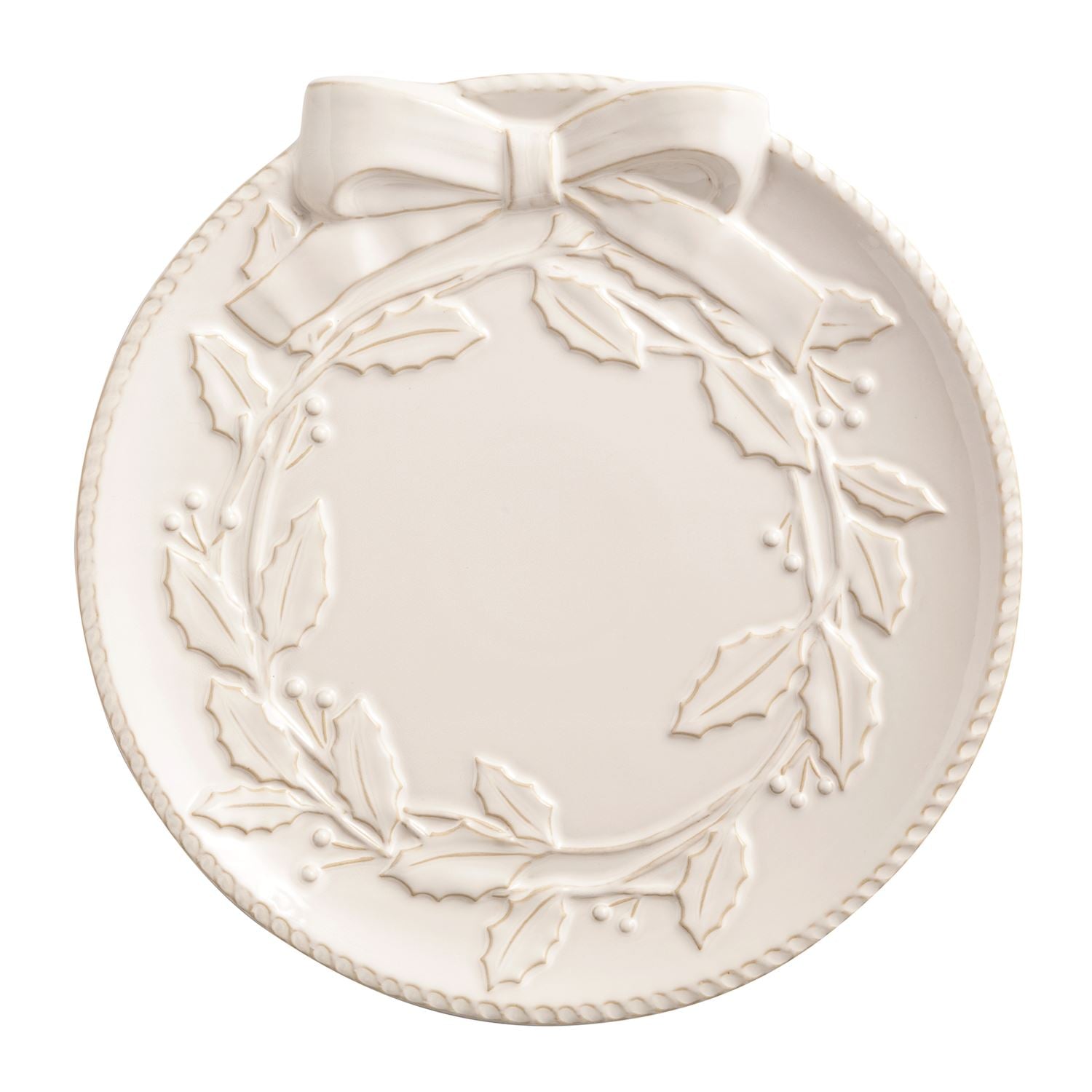 White Wreath Platter & Tongs Set