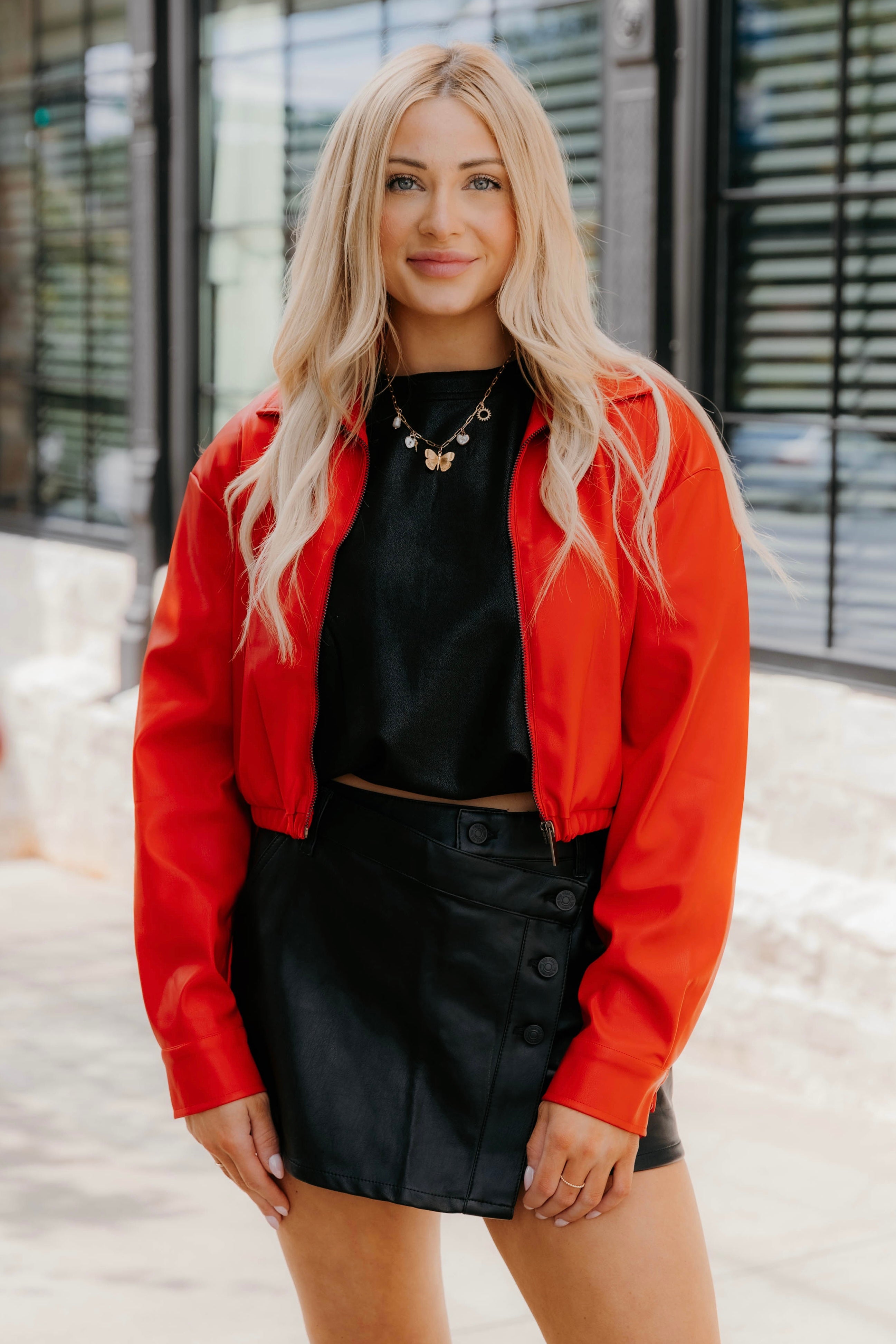 Abby Cropped Vegan Leather Jacket