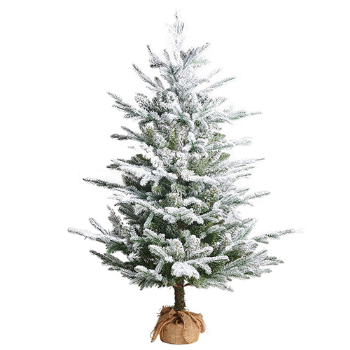4.5' Flocked Tree in Burlap Bag
