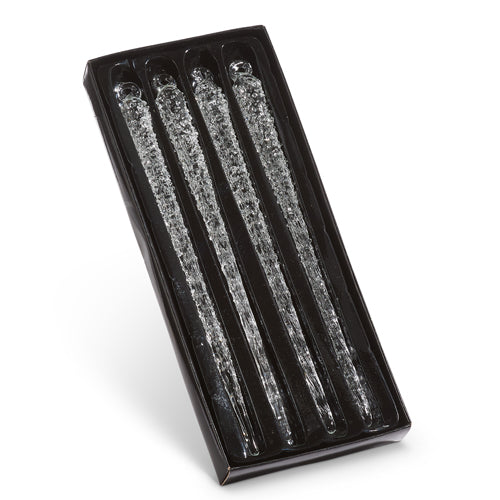 Glass 9" Frosted Icicle Ornament Set - Box of 4