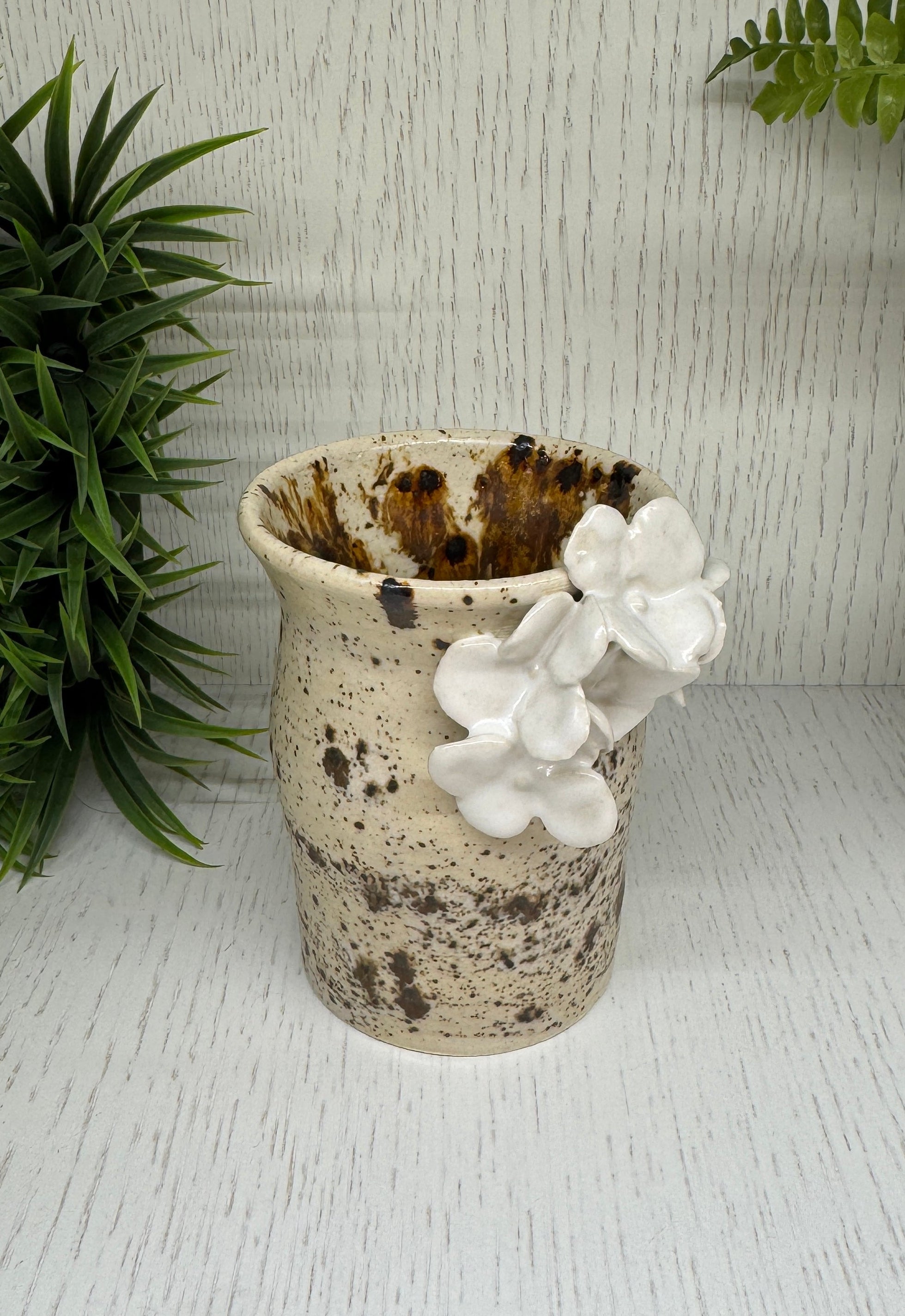Ivory Bloom Brown Speckled Vase - Alex Clay Original