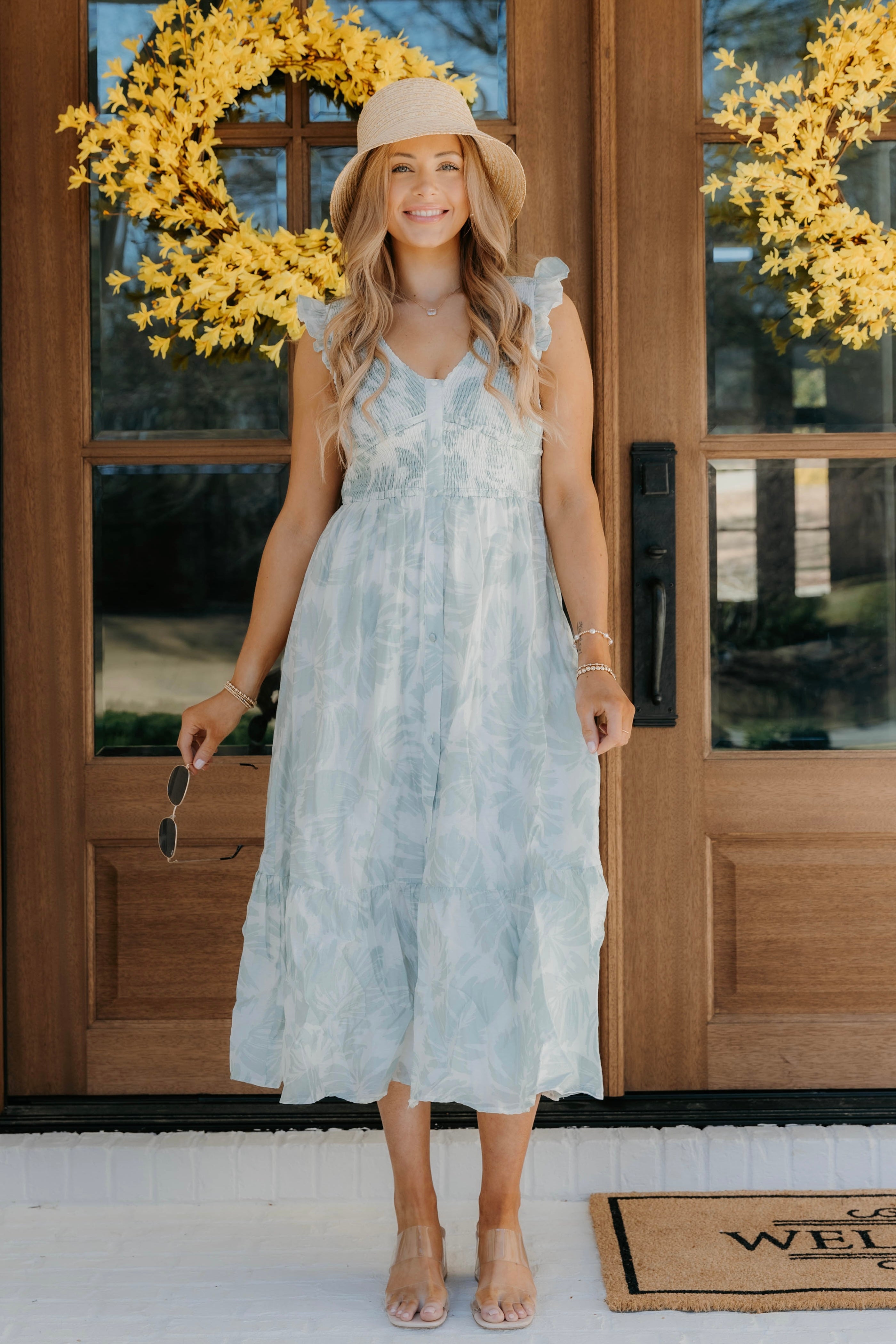 Lilith Smocked Bodice Flare Midi Dress - Final Sale 20% off in cart