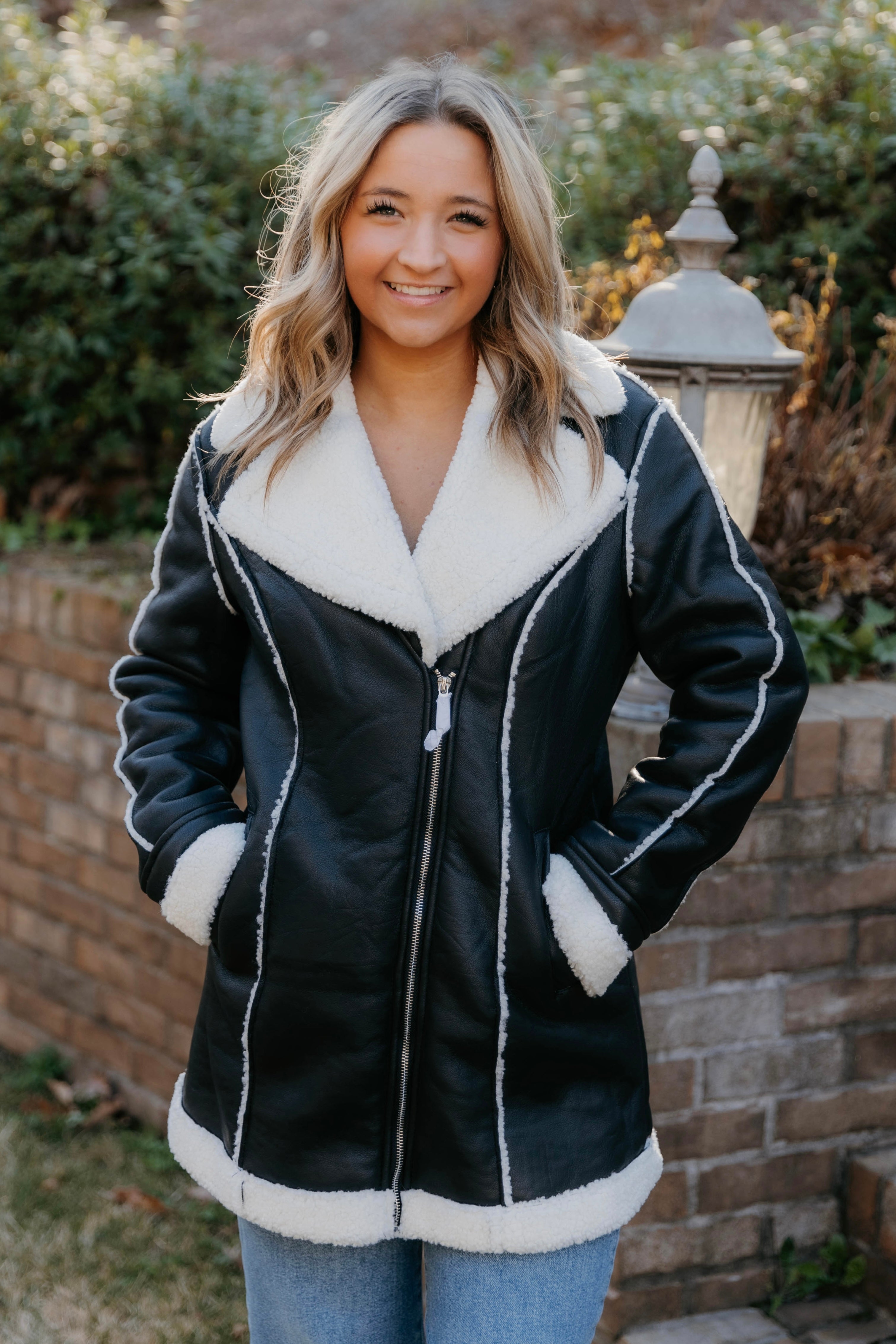 Adriana Vegan Leather Midi Coat