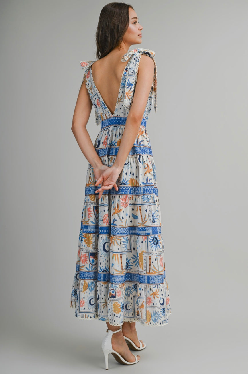 Moonlit Mosaic Printed Midi Dress