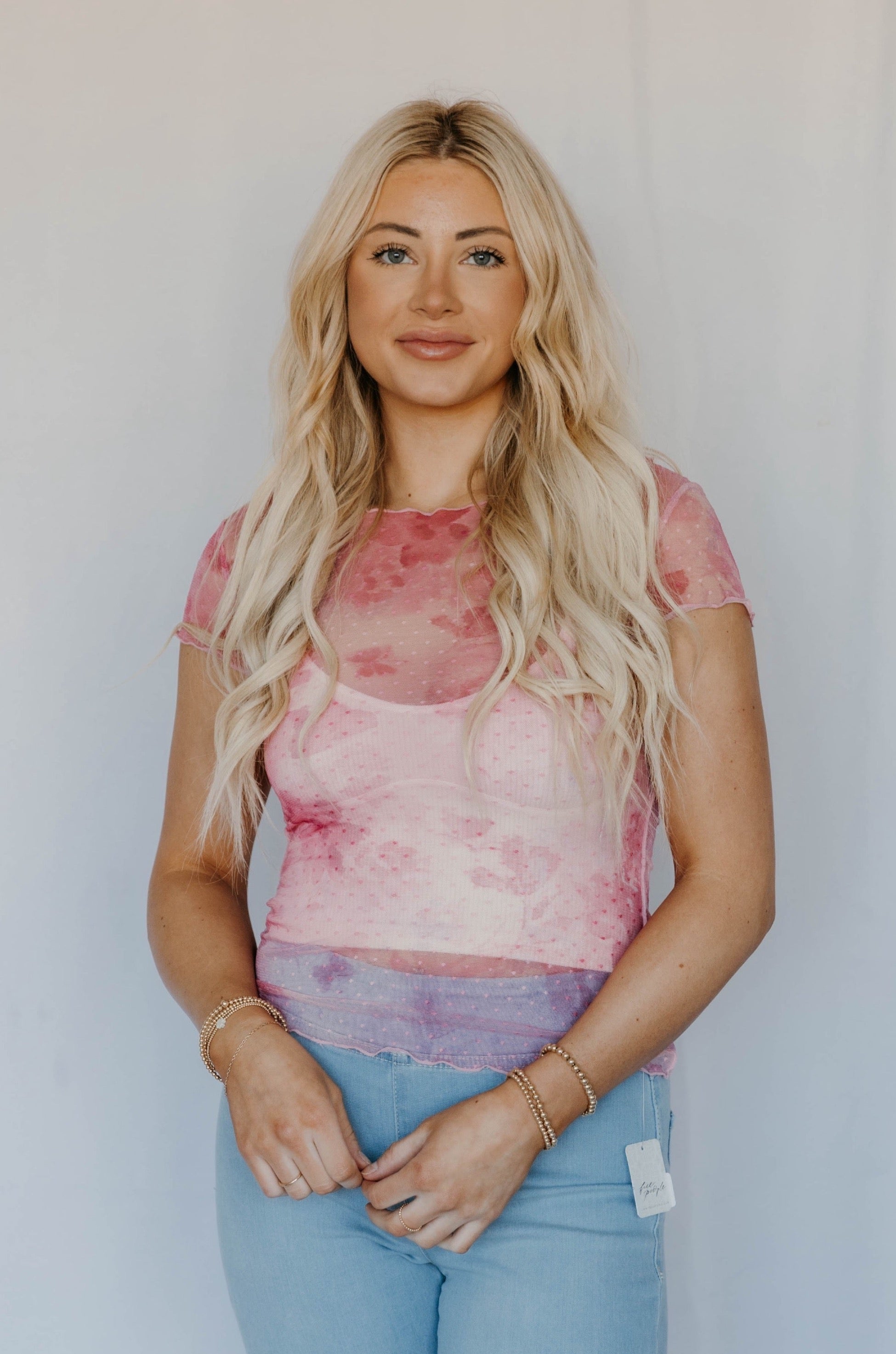 Free People Printed On The Dot Baby Tee - Final Sale