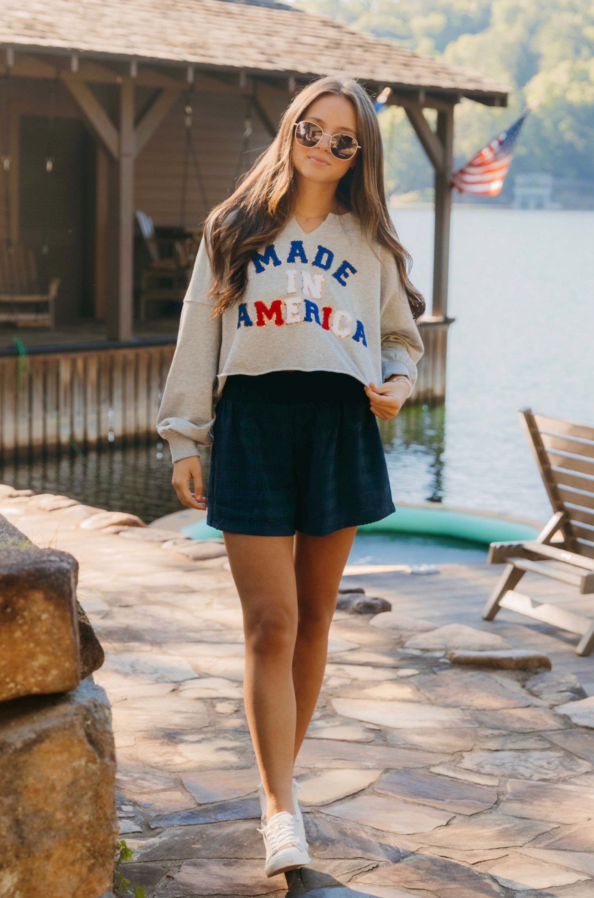 Made In America Sequin Terry Sweatshirt - Final Sale 30% off in cart