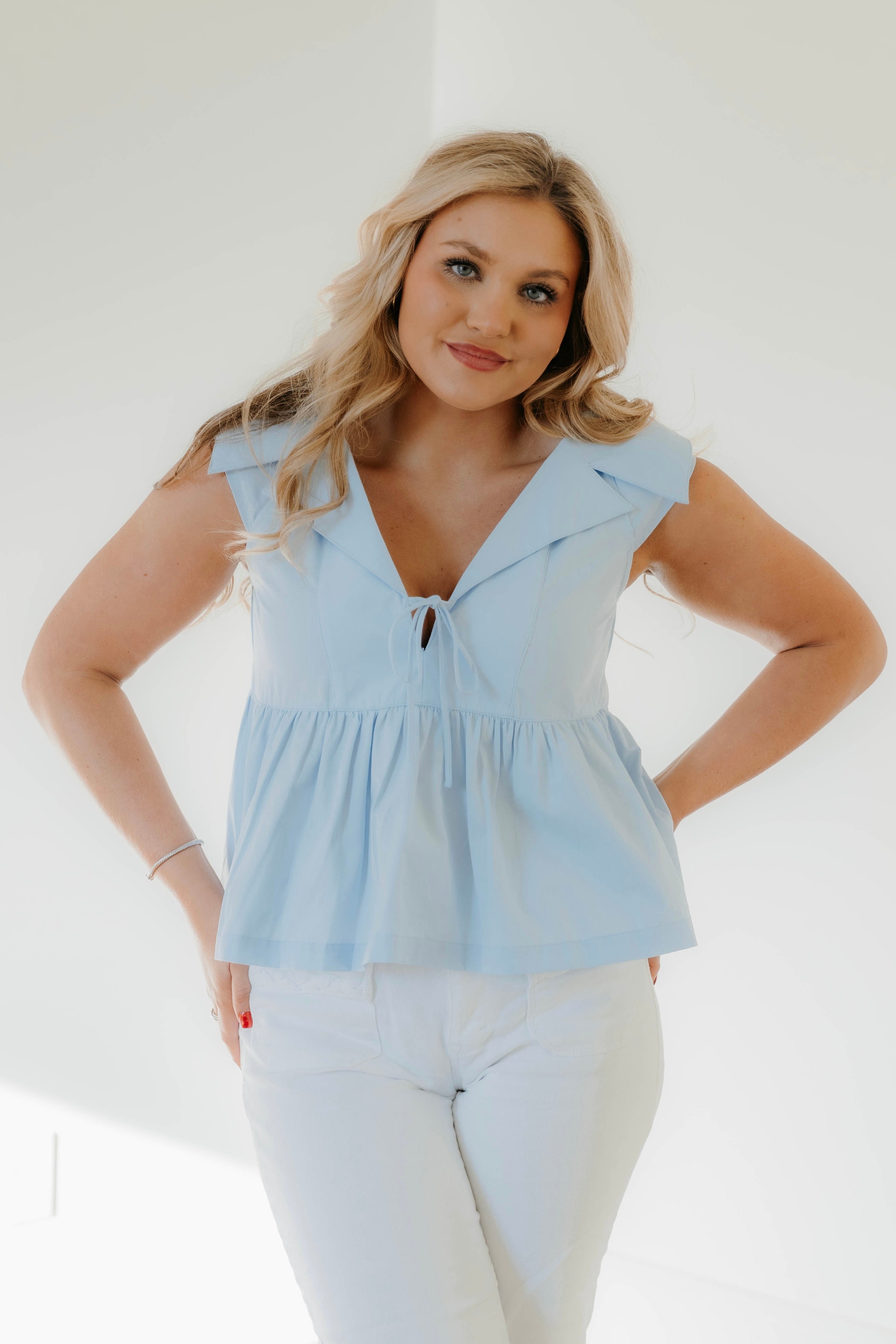 Aubrie Sleeveless Wide Peplum Hem Top - Final Sale 25% off in cart