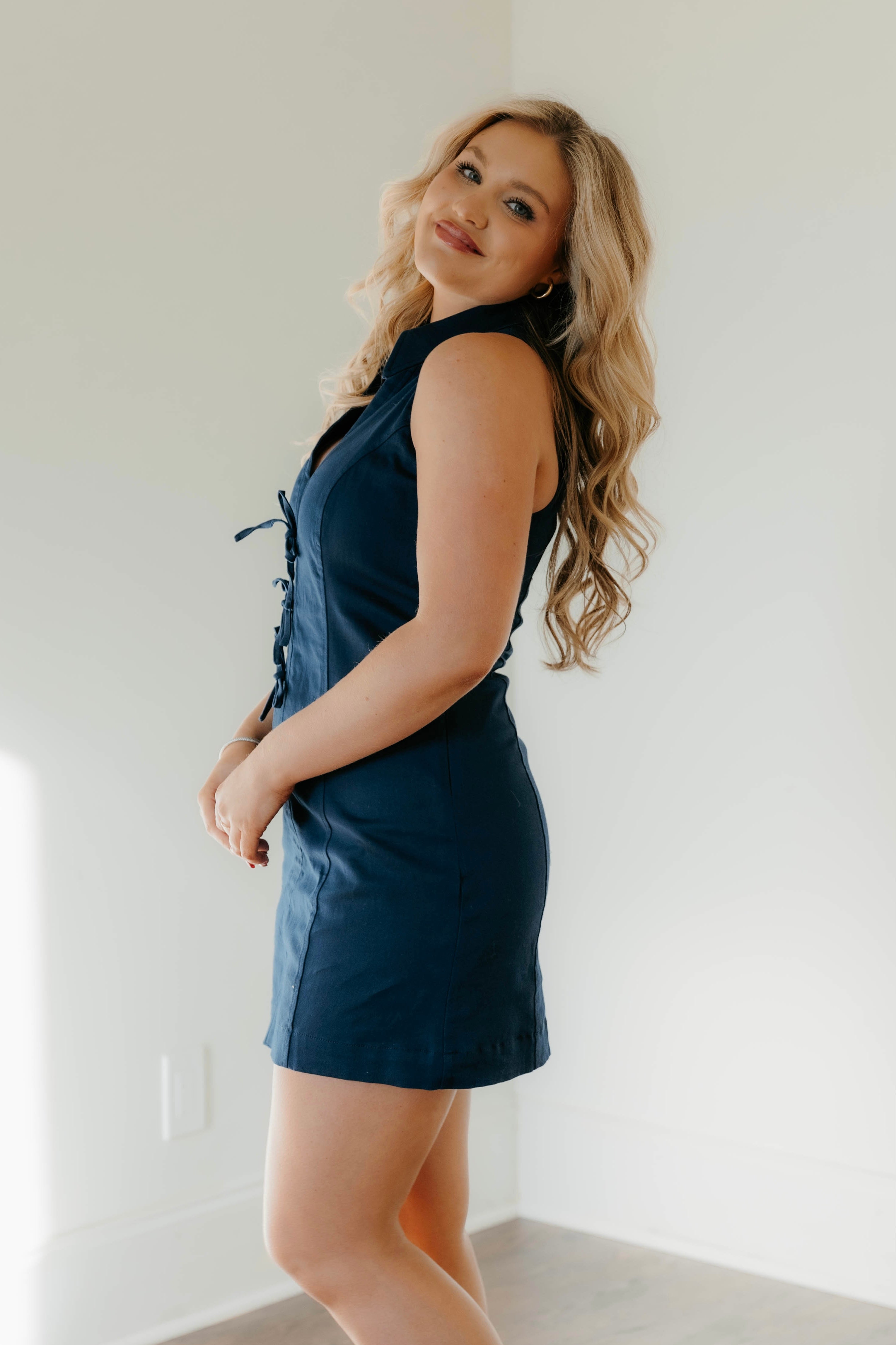 Kallie Sleeveless Tie Accent Dress