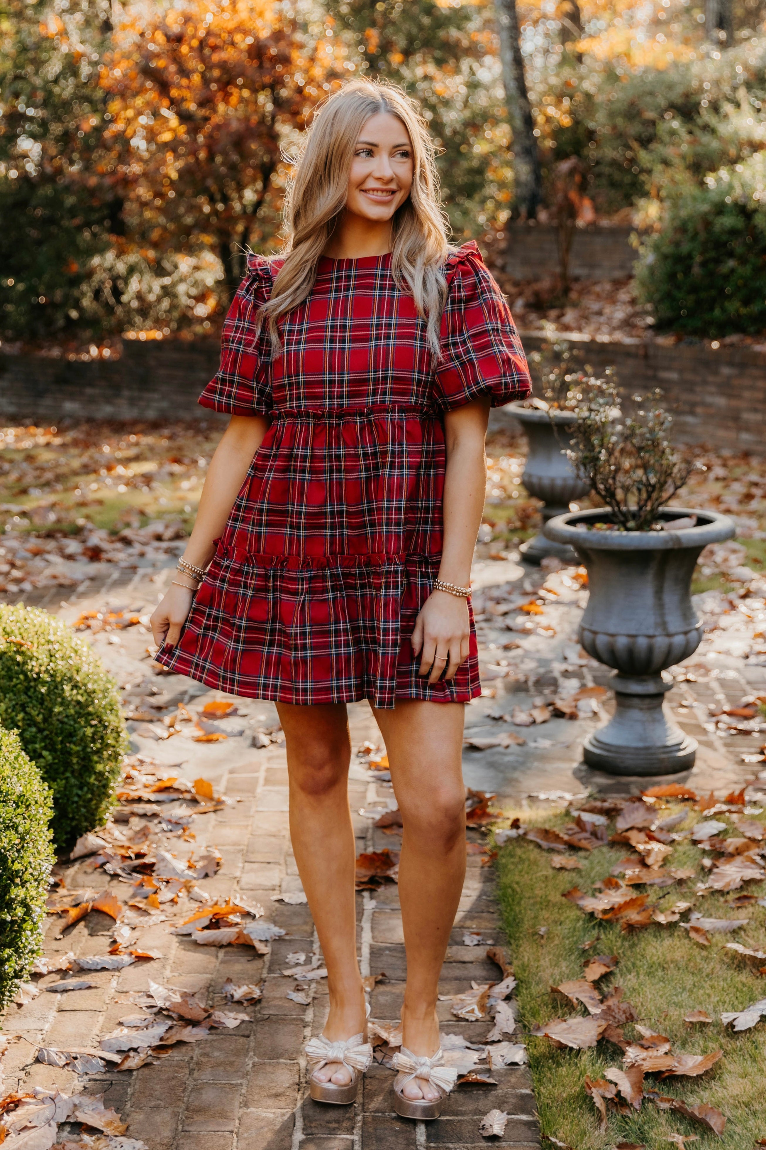 Sarah Plaid Tiered Mini Dress
