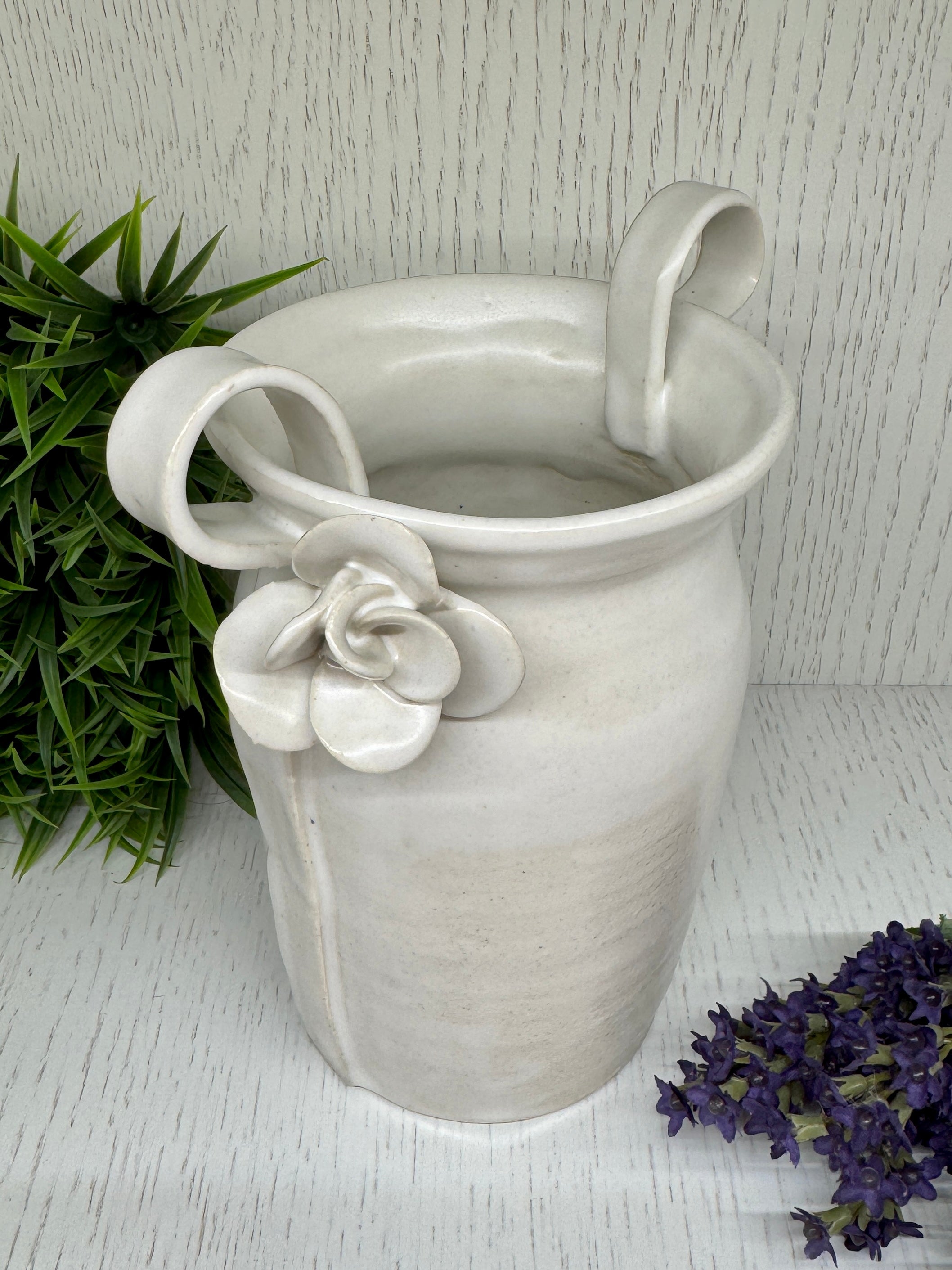 The Heritage Handled Floral Detail Alabaster Vase - Alex Clay Original