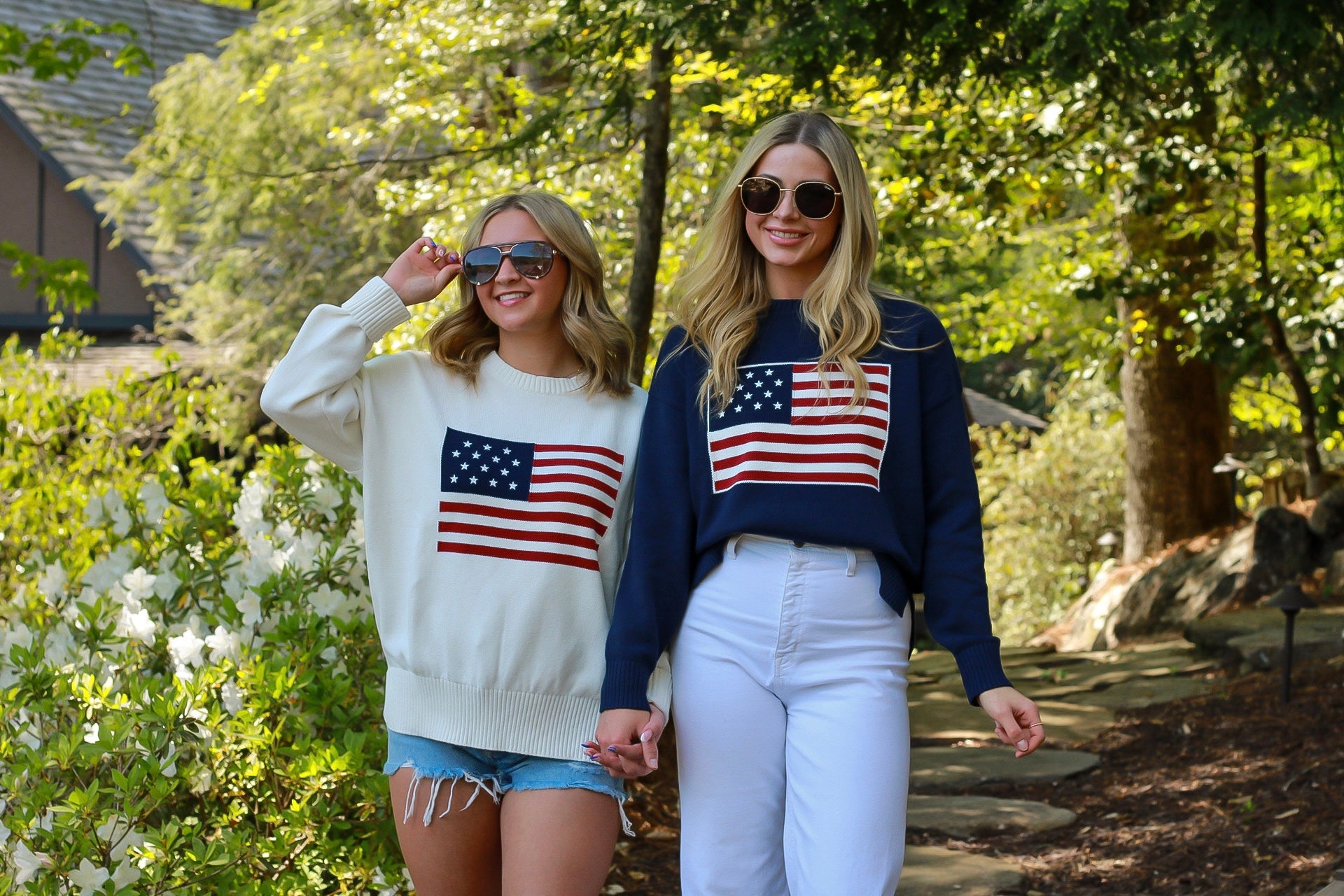 American Flag Knit Pullover Sweater