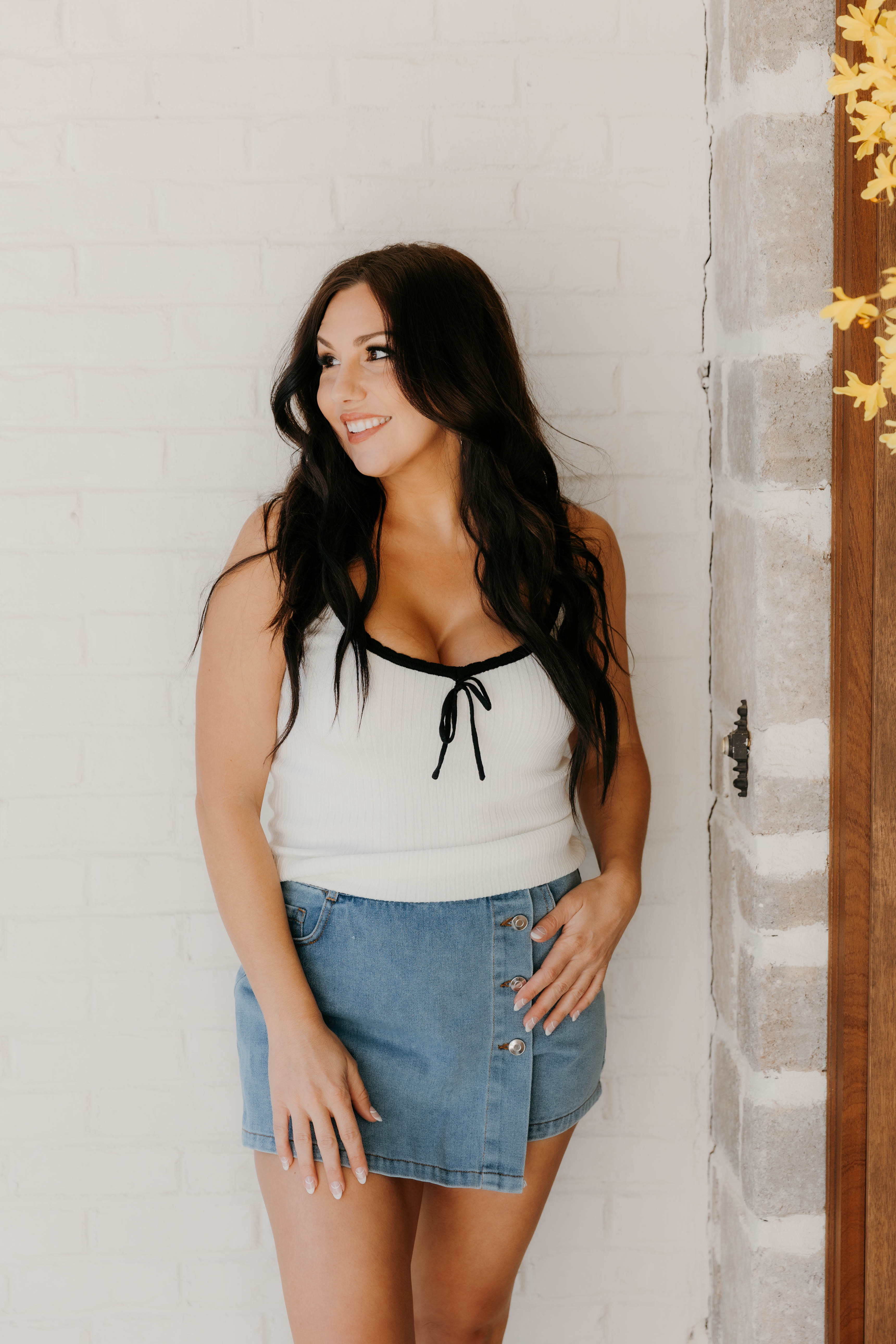 Lea Ribbon Trim Ribbed Tank