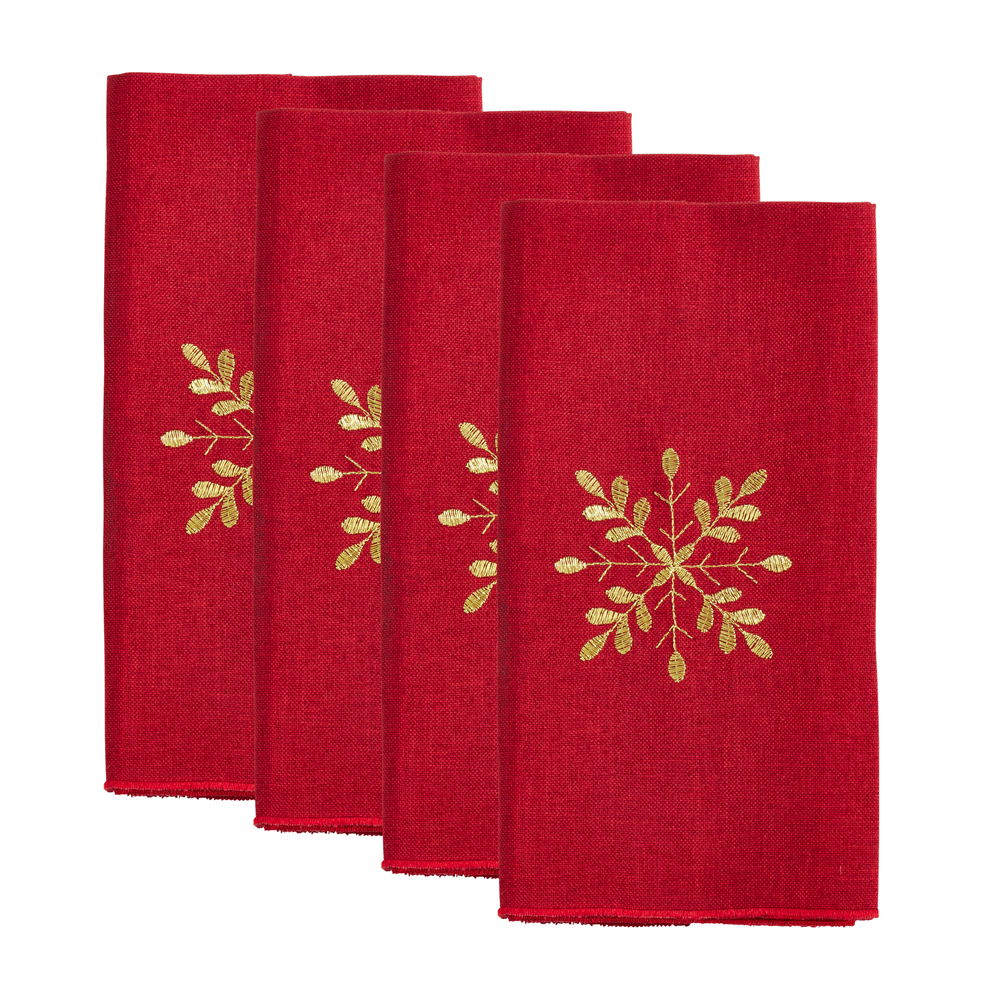 Embroidered Snowflake Napkins - Set of 4