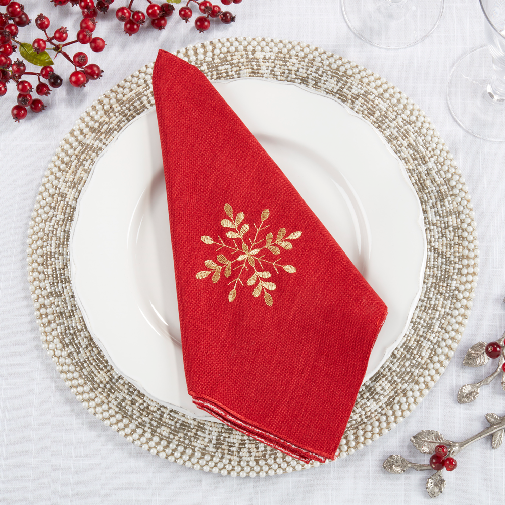 Embroidered Snowflake Napkins - Set of 4