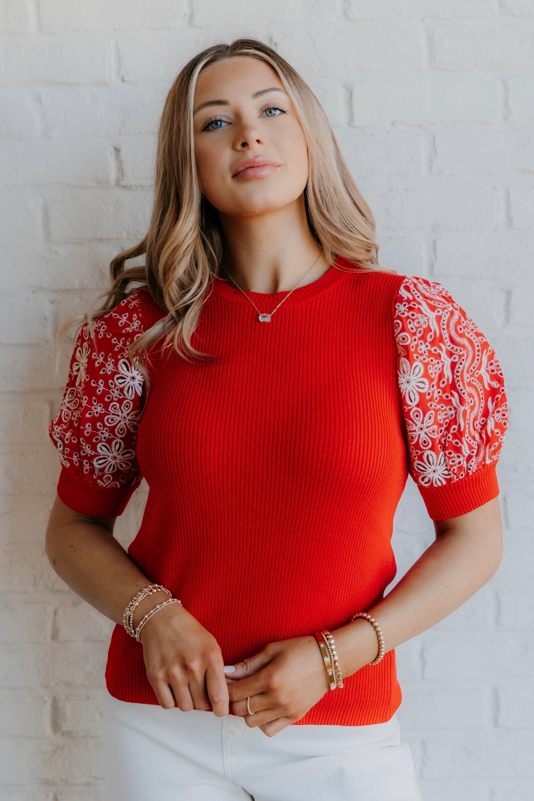 Georgina Eyelet Puff Sleeve Top - Final Sale 25% off in cart