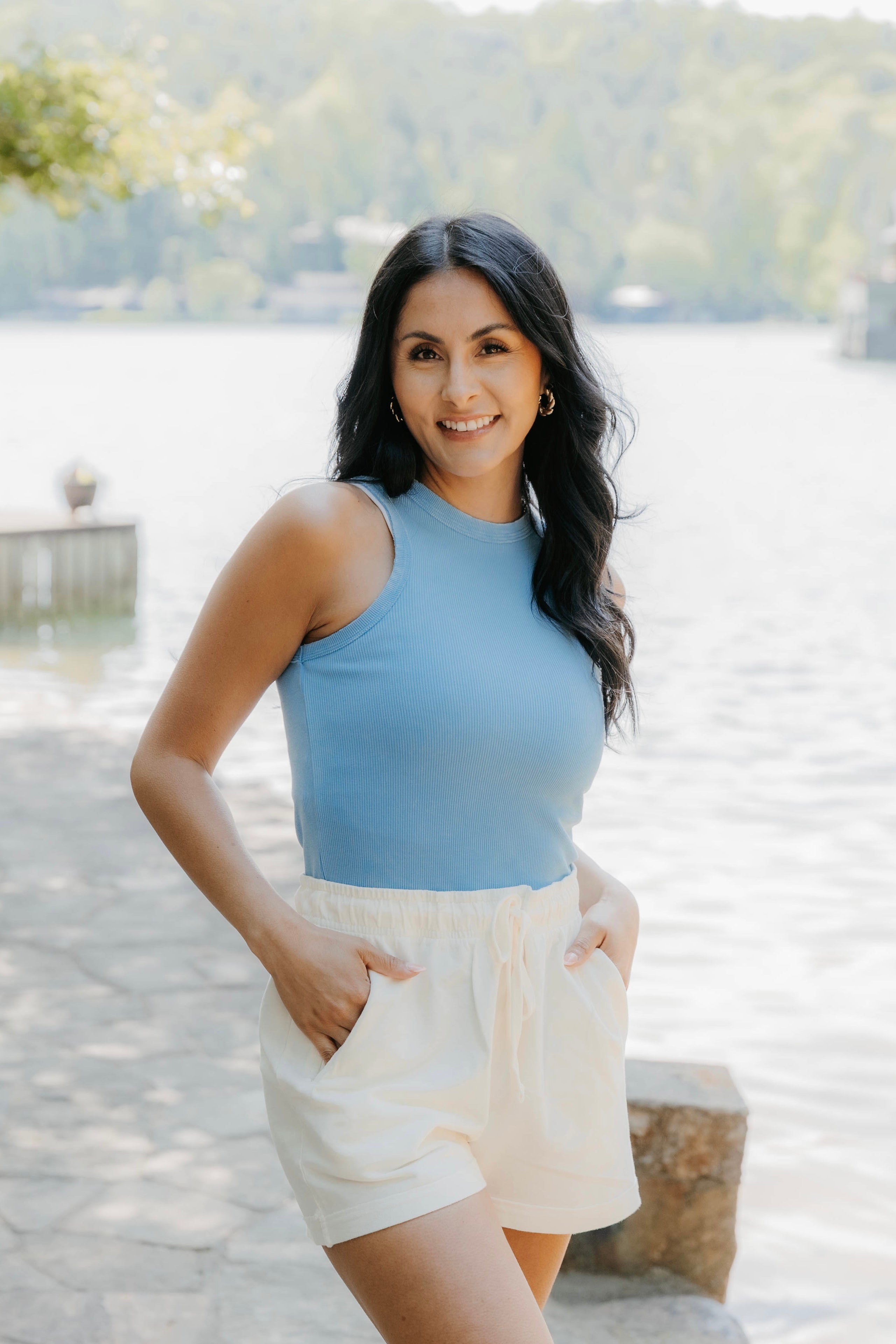 Kiana Washed Rib Round Neck Tank