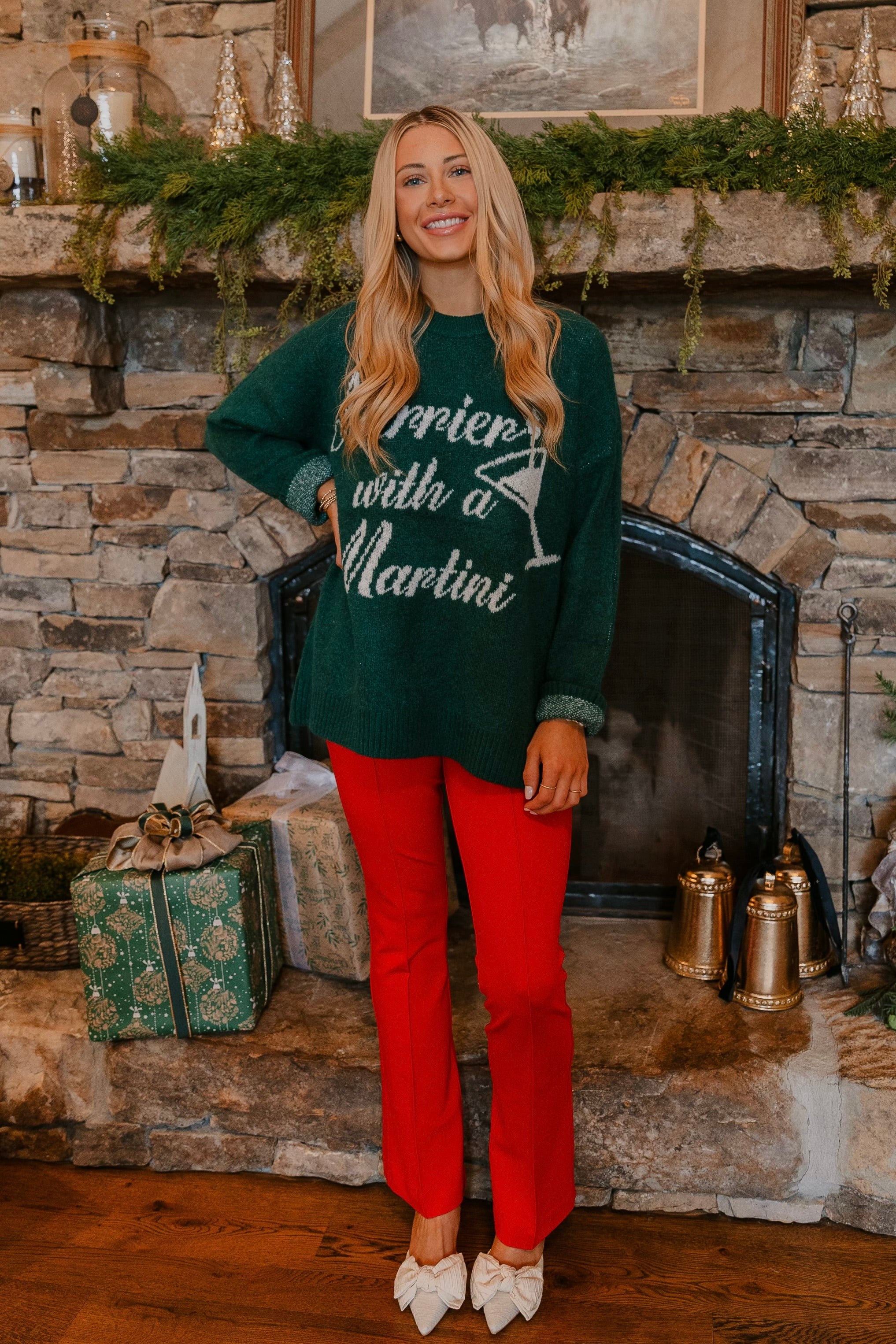 Show Me Your Mumu Classic Crewneck Sweater - Martini Graphic Knit
