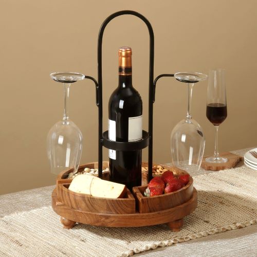 Wood & Metal Wine Bottle Caddy