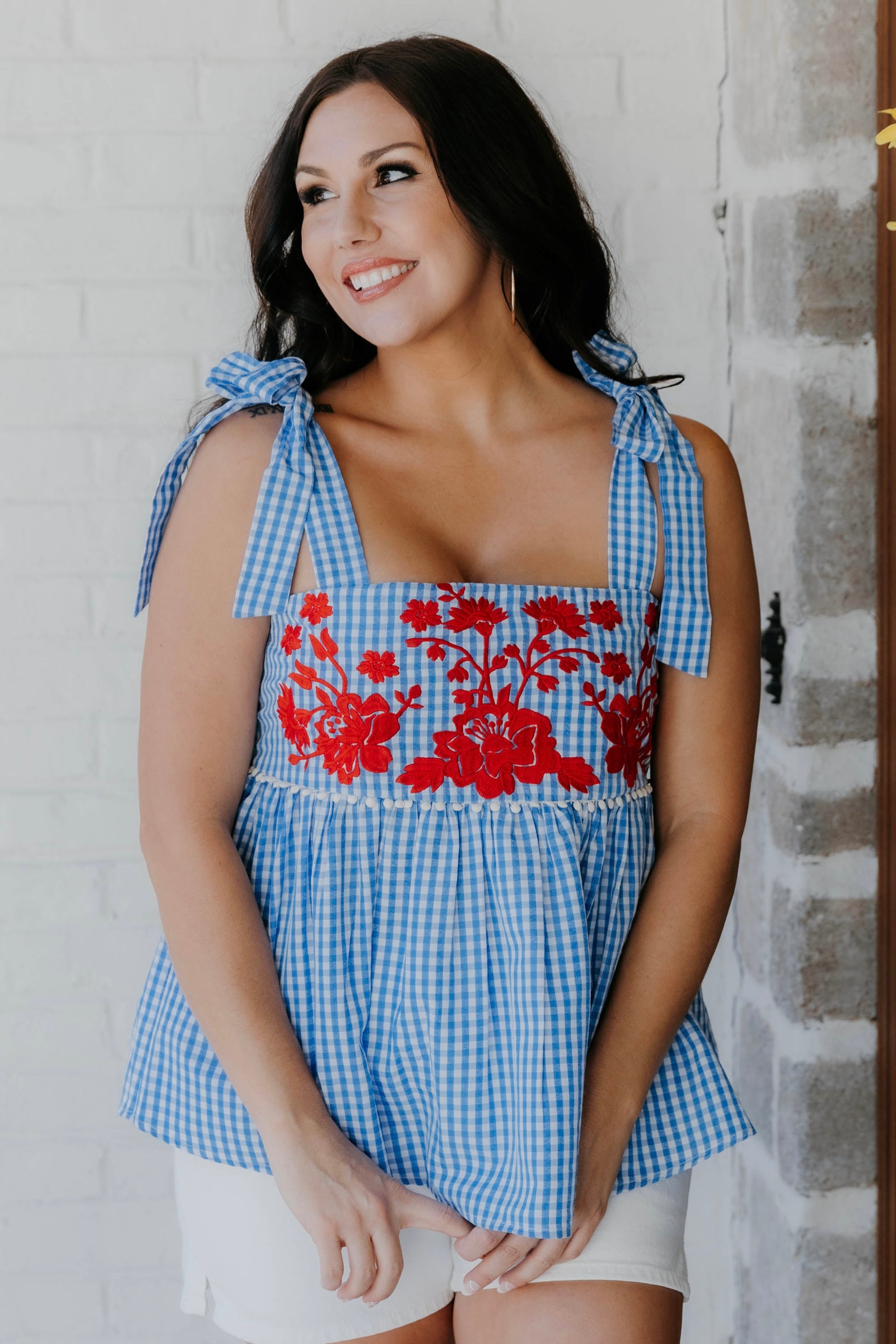 Kayleigh Gingham Embroidered Top - Final Sale 30% off in cart