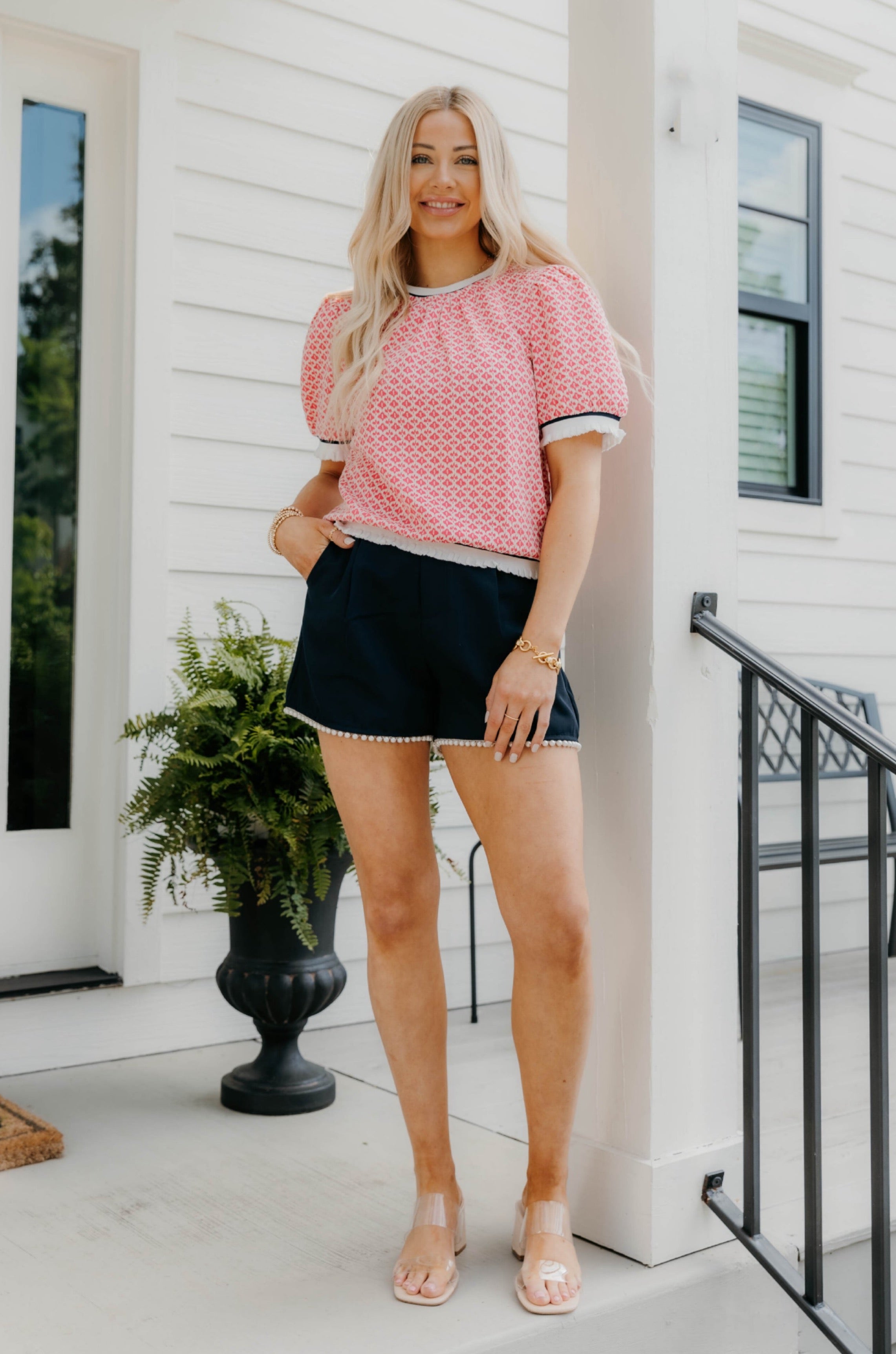 Sierra Pearl Trimmed Pleated Shorts - Final Sale 40% off in cart