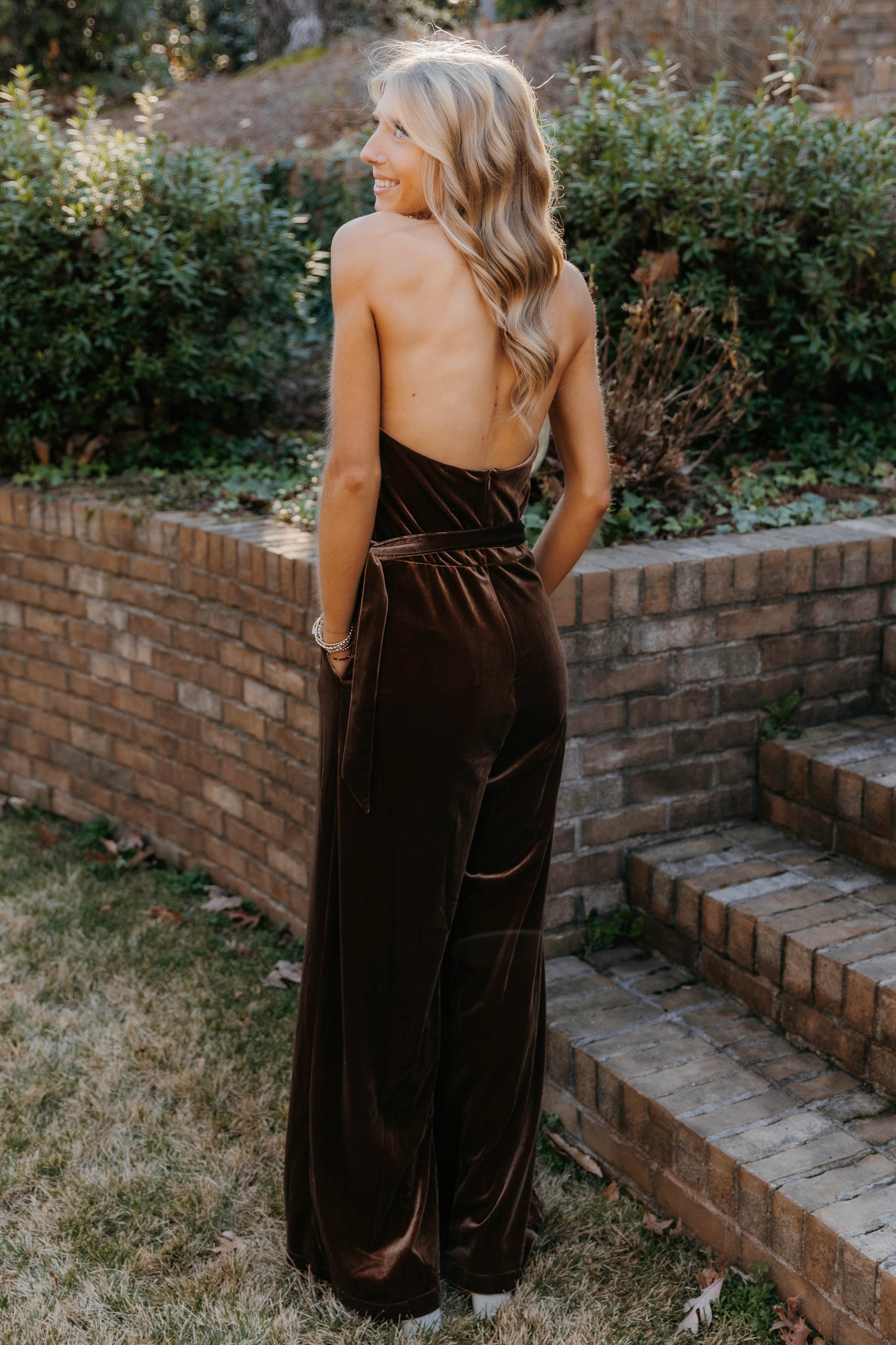 Cora Velvet Halter Neck Jumpsuit
