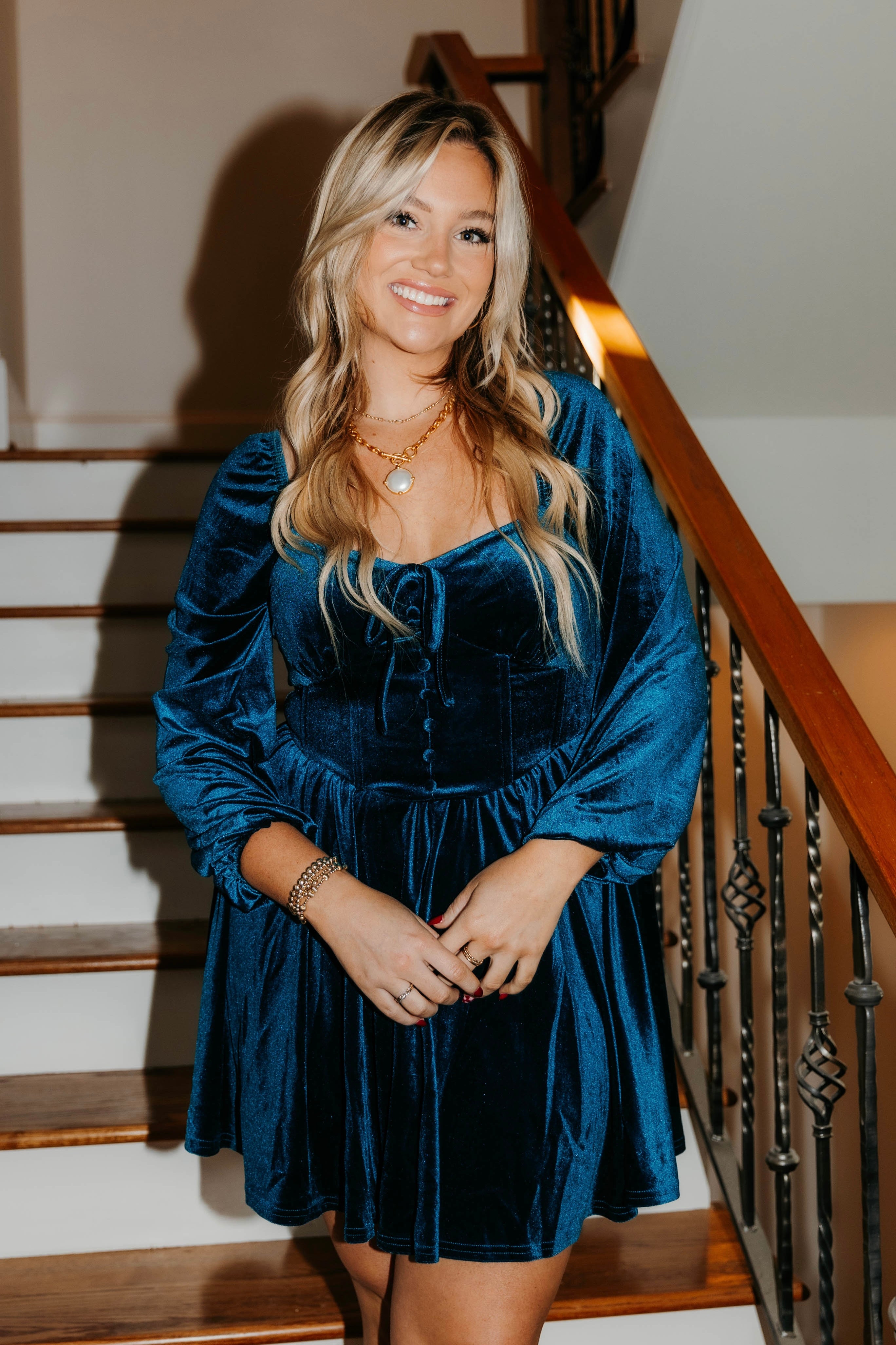 Ivy Velvet Button Down Tie Front Dress