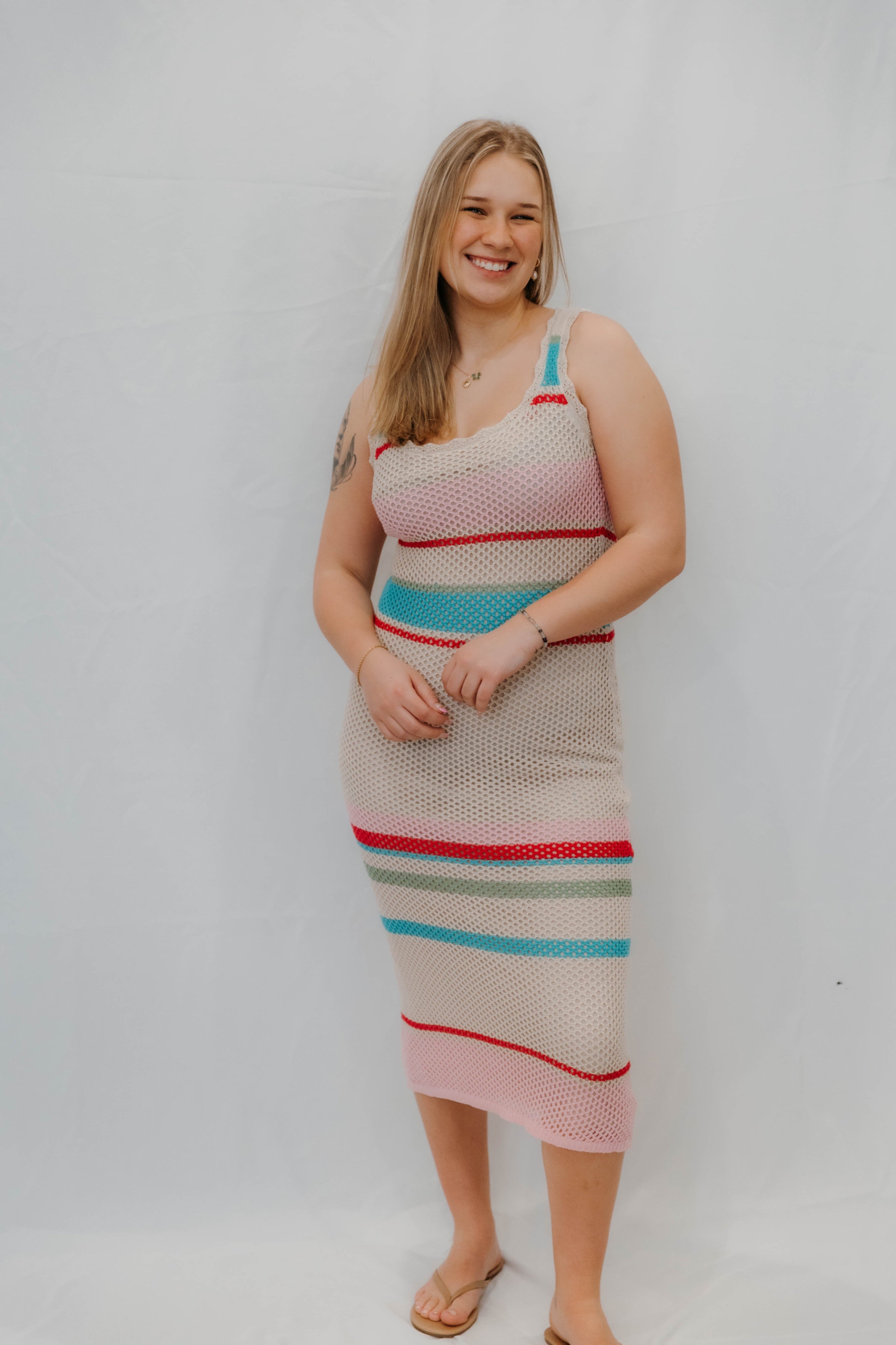 Z Supply Ibiza Stripe Crochet Sweater Dress - Final Sale 40% off in cart