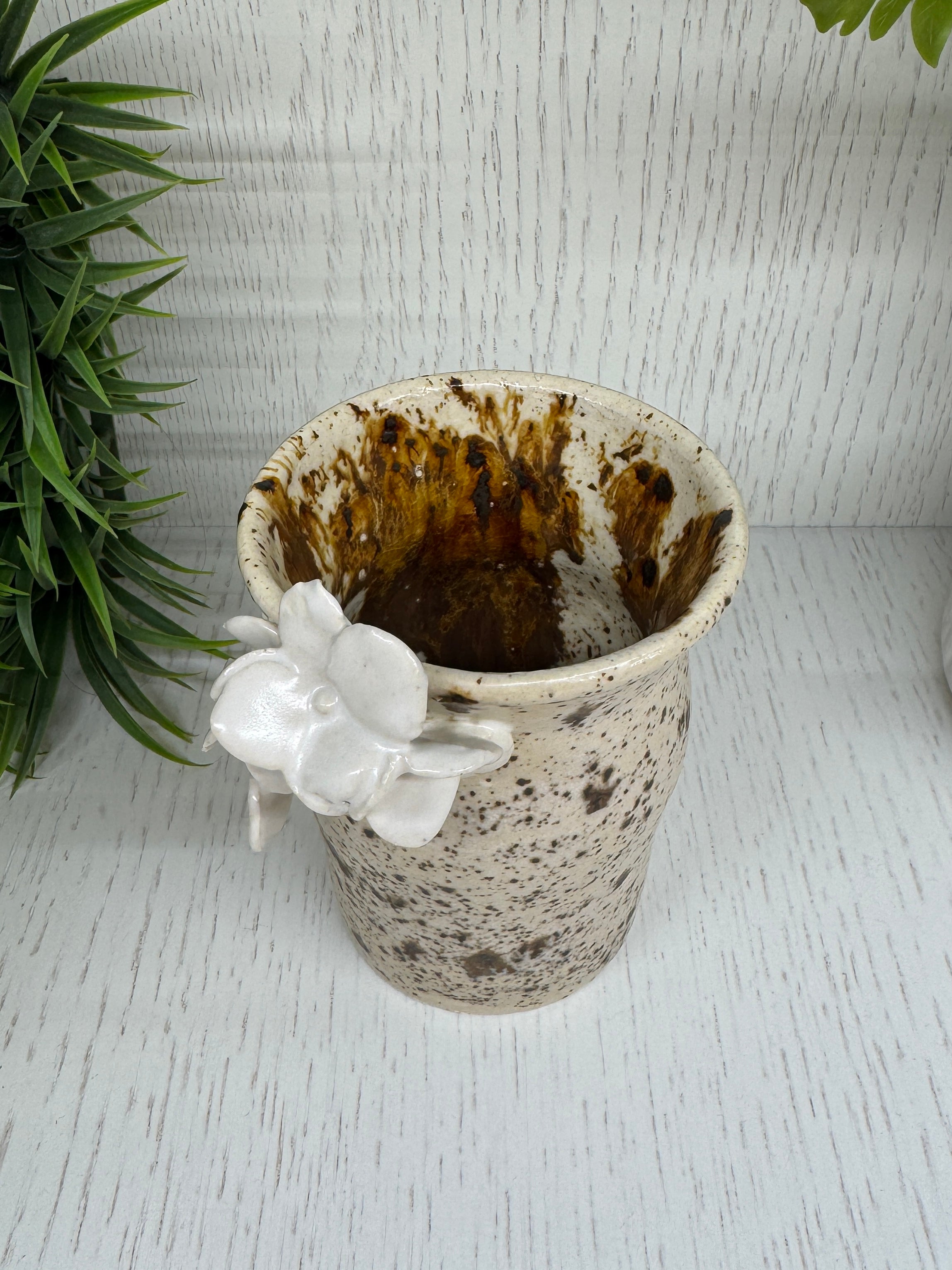 Ivory Bloom Brown Speckled Vase - Alex Clay Original