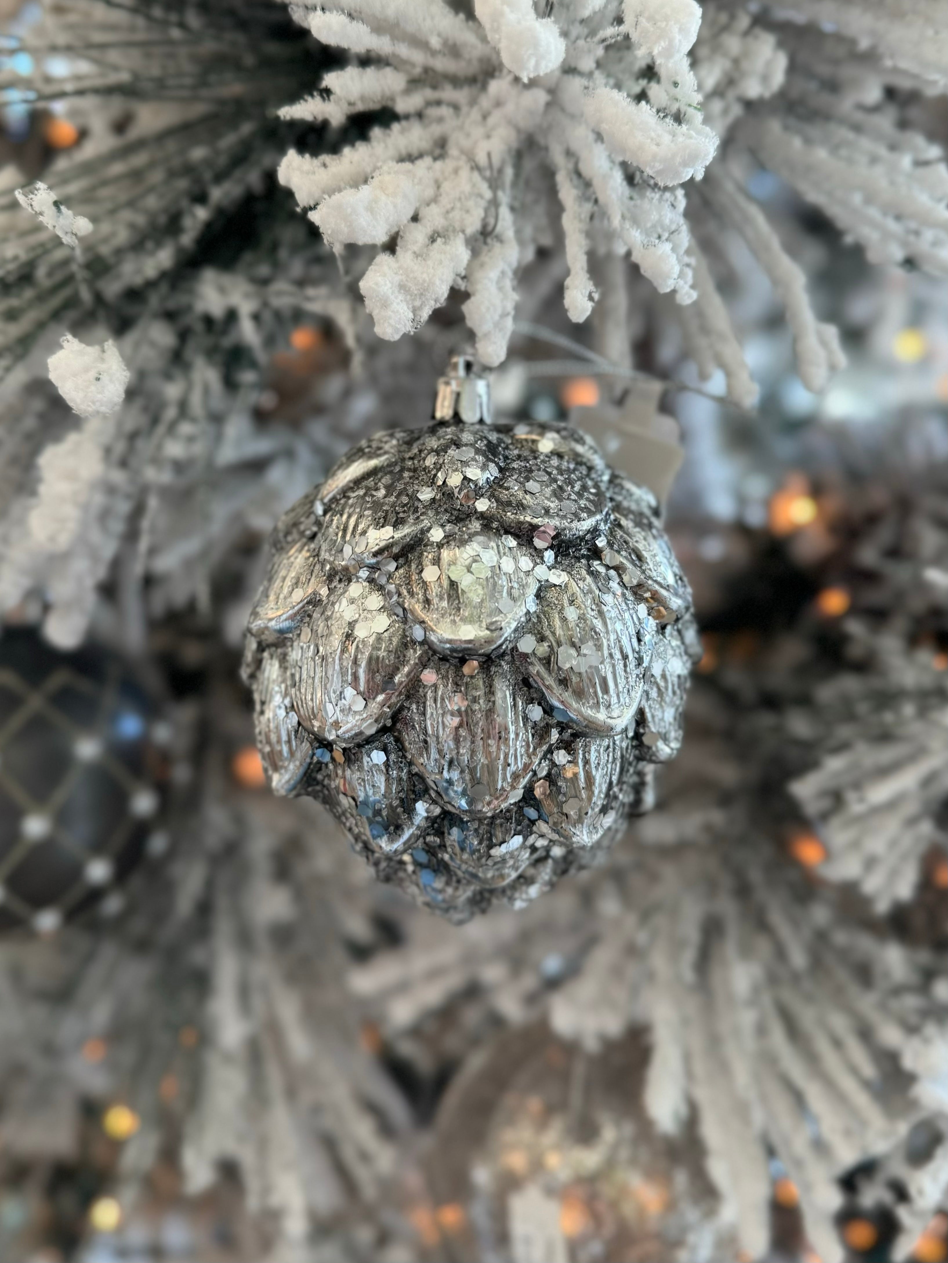 Round Glitter Pinecone Ornament