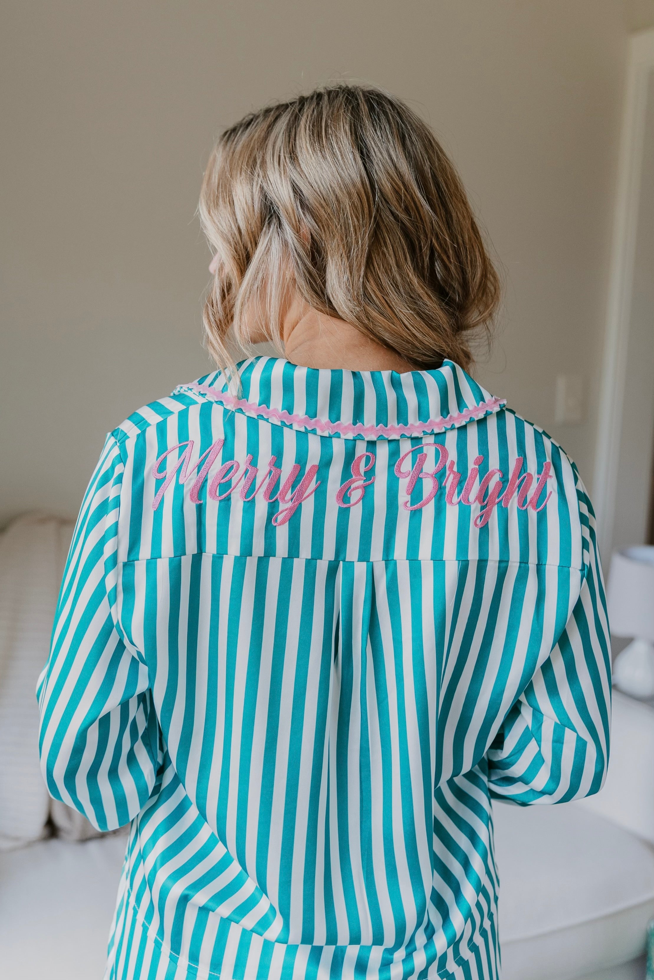 Merry & Bright Striped Satin Pajama Set