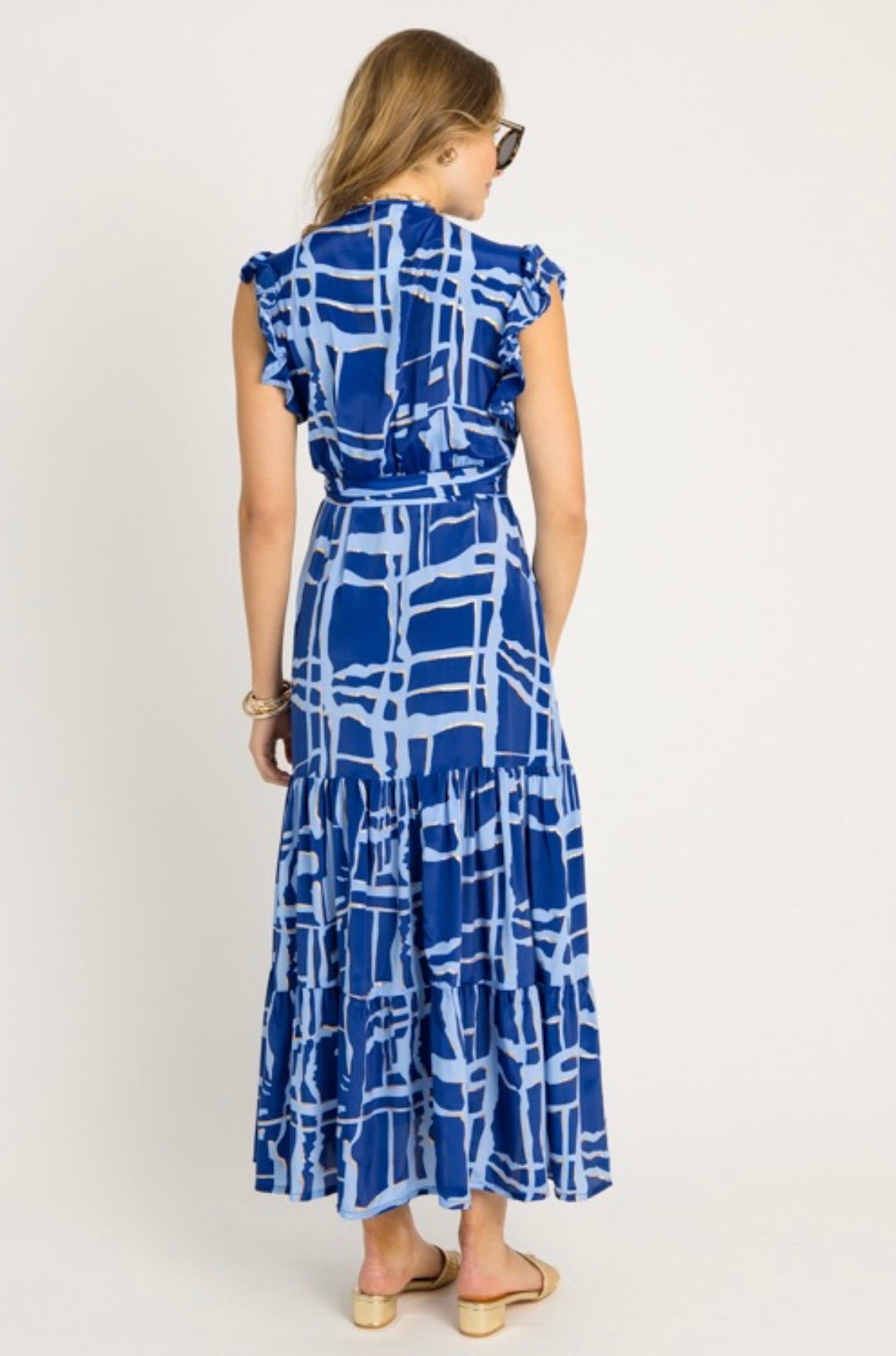 Zaria Lurex Flutter Sleeve Wrap Dress - Final Sale 40% off in cart