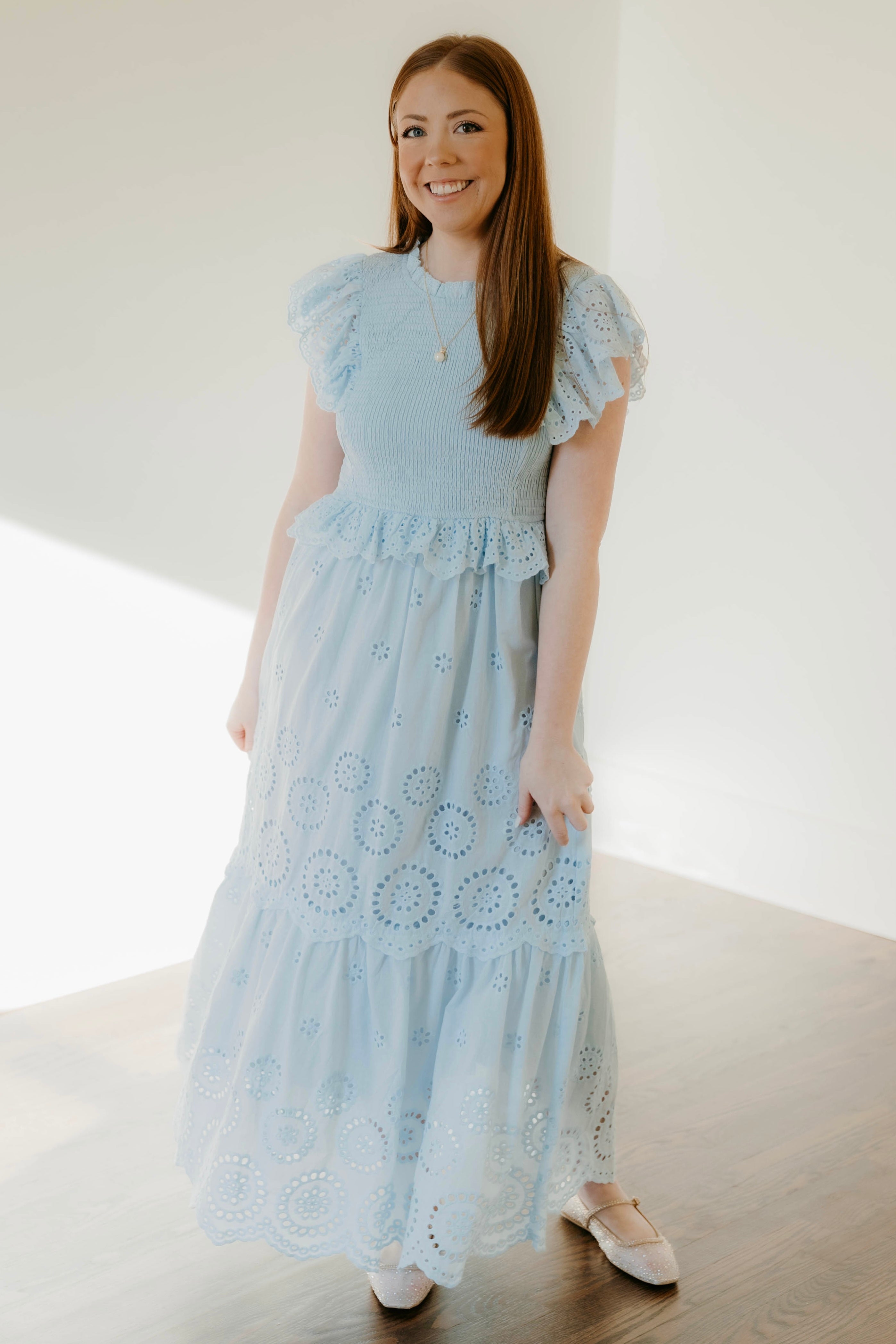 Tinsley Eyelet Lace Ruffle Detail Dress - Final Sale 40% off in cart