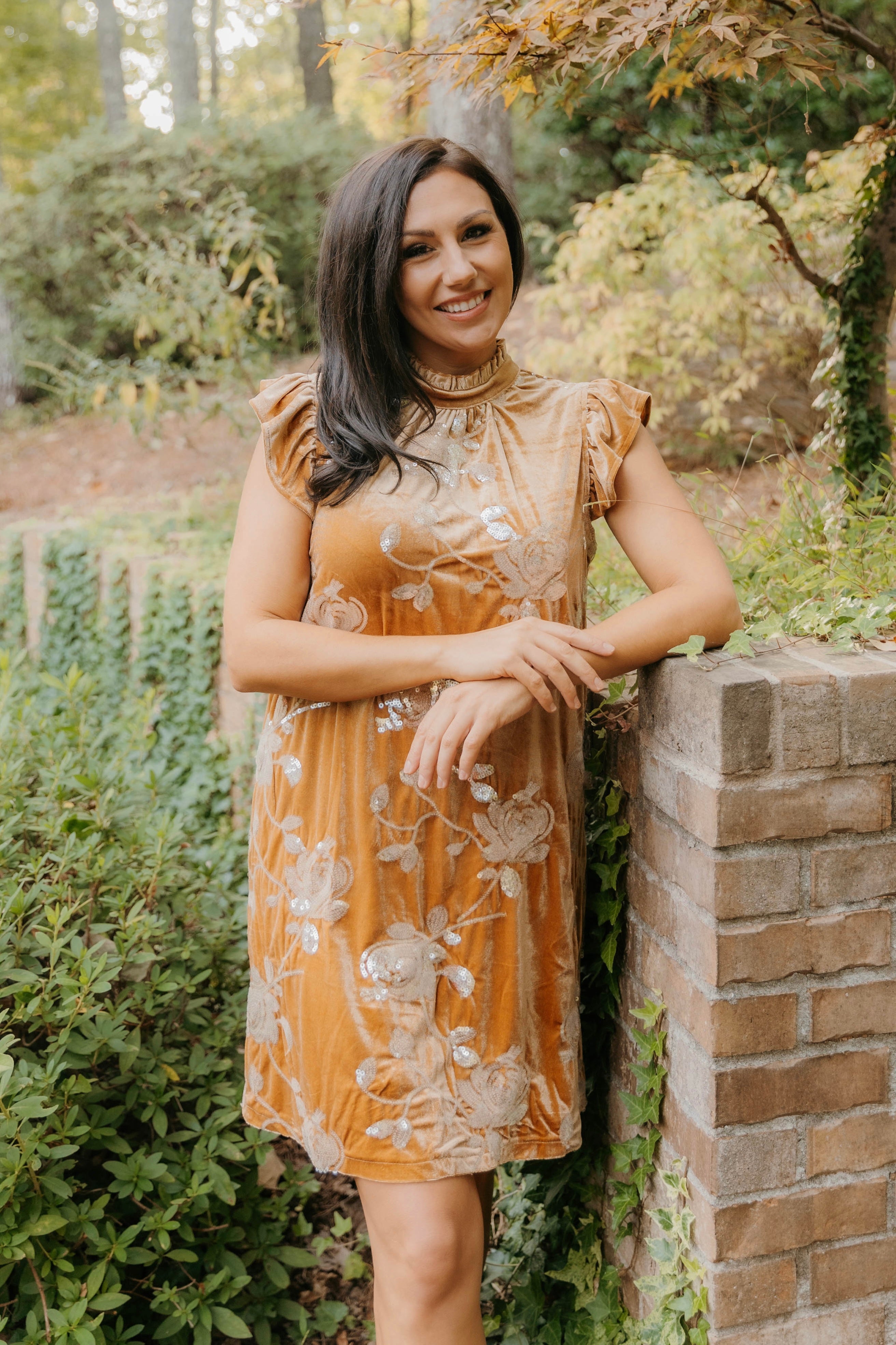Kinley Floral Embroidery Velvet Dress - Final Sale 40% off in cart