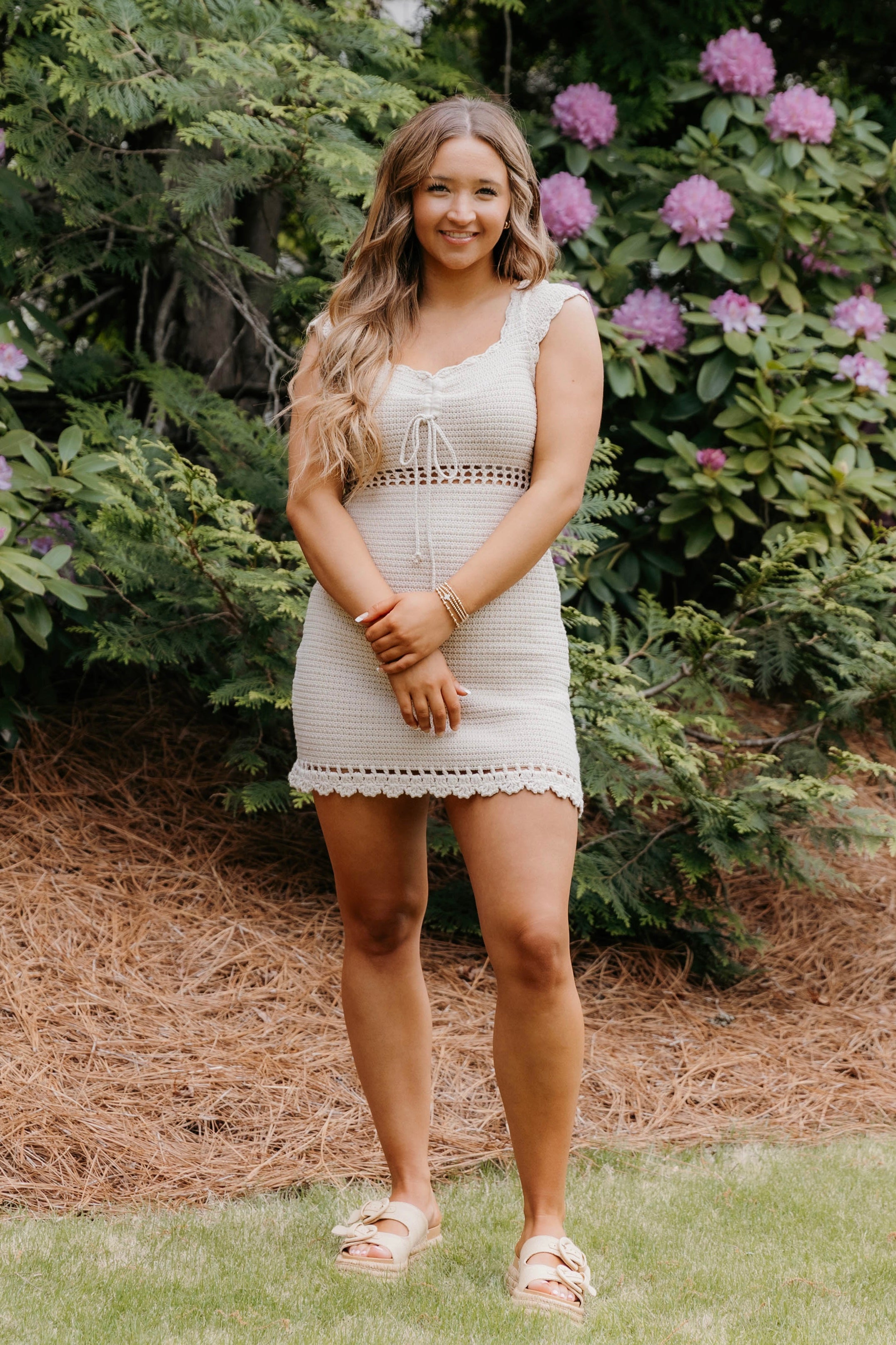 Lauryn Ruched Crochet Dress - Final Sale 25% off in cart